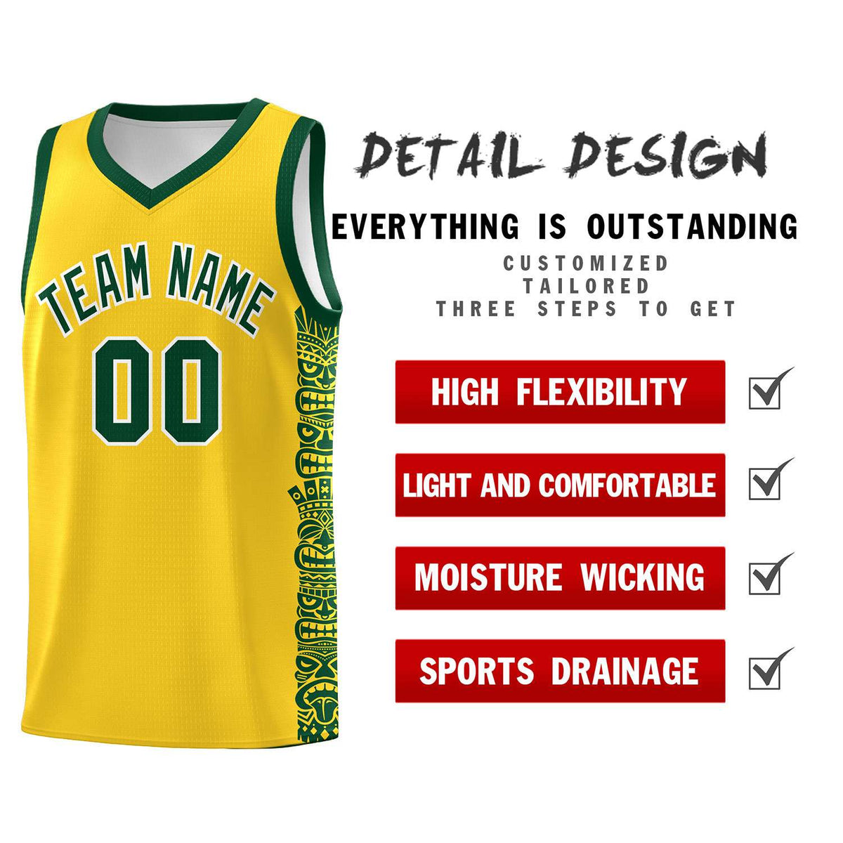Custom Gold Gold Personalized Indians Pattern Kits Sports Uniform Basketball Jersey|KXKSHOP