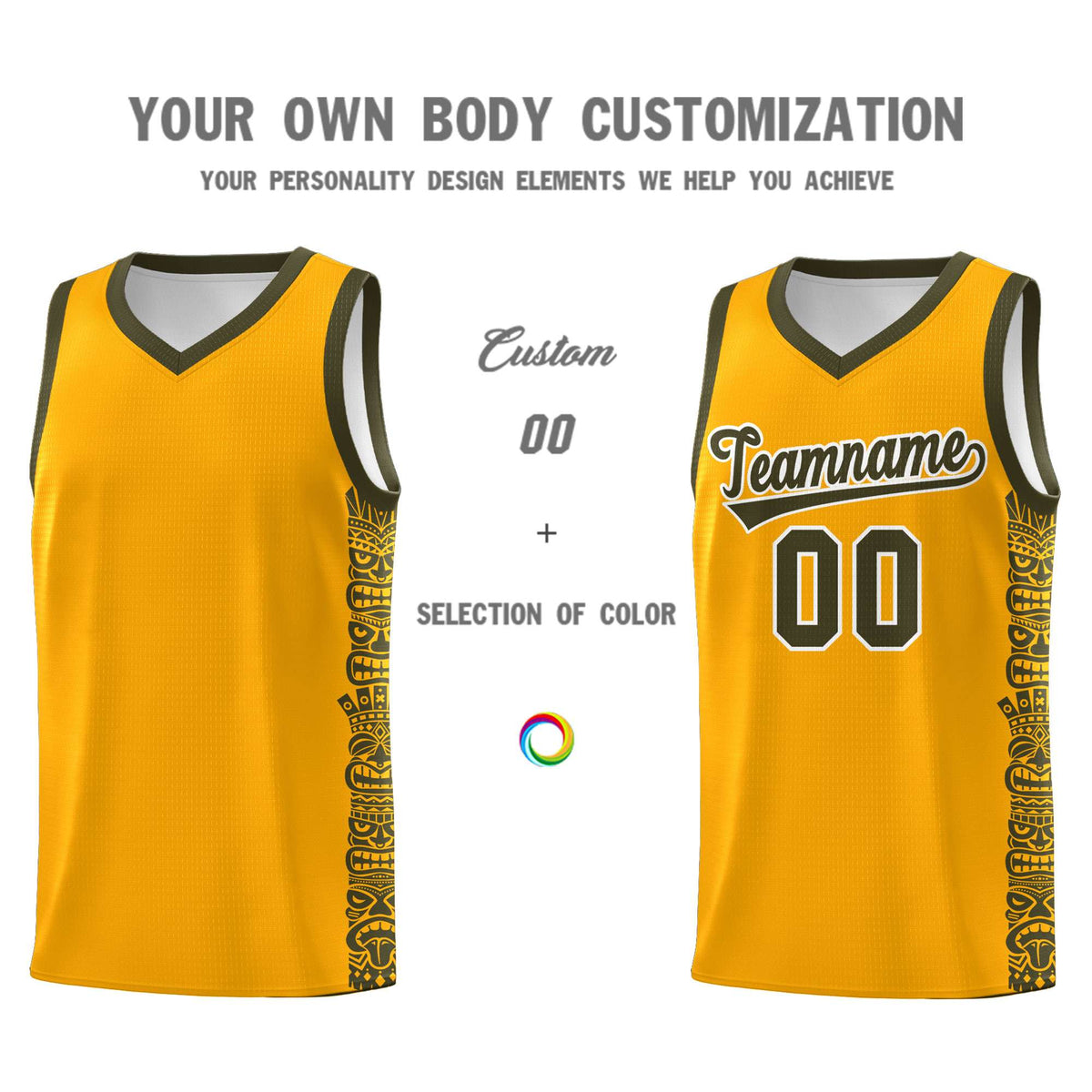 Custom Yellow Olive Personalized Indians Pattern Kits Sports Uniform Basketball Jersey|KXKSHOP