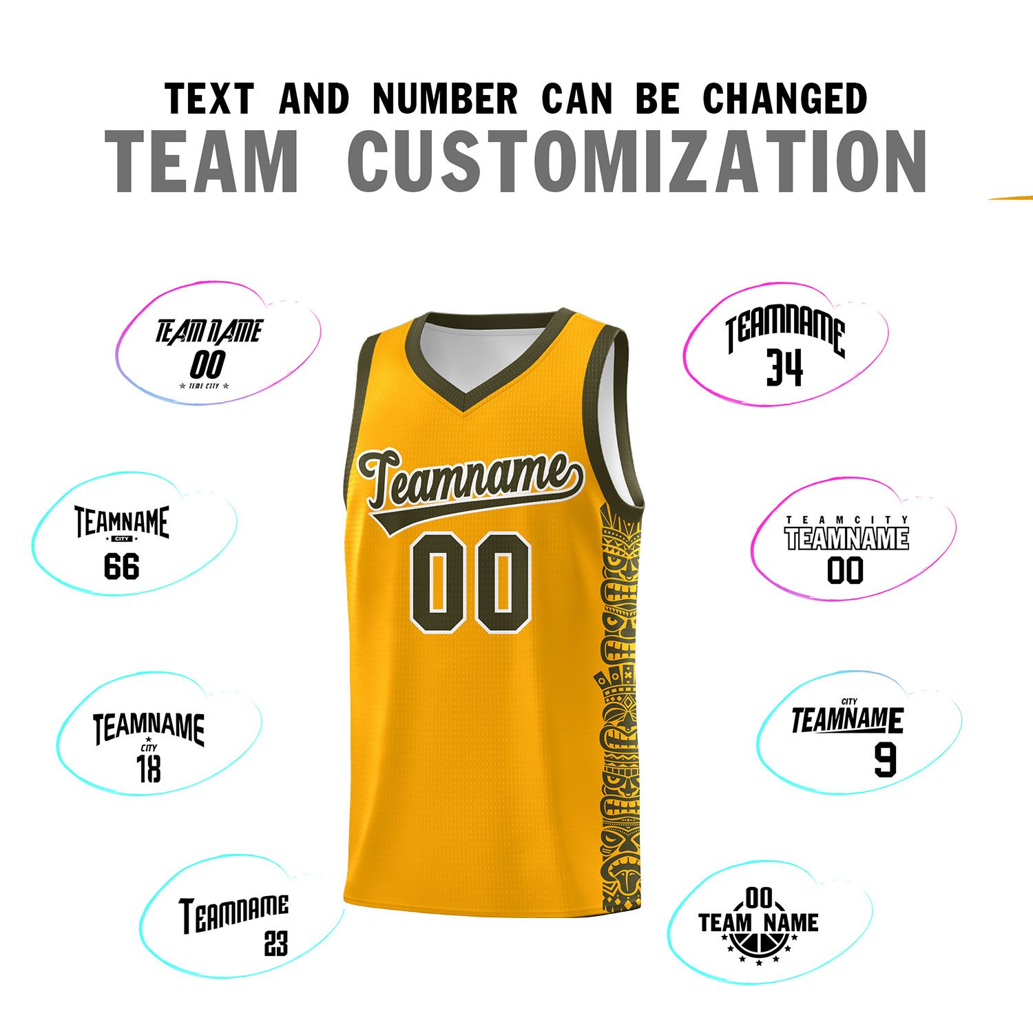 Custom Yellow Olive Personalized Indians Pattern Kits Sports Uniform Basketball Jersey|KXKSHOP