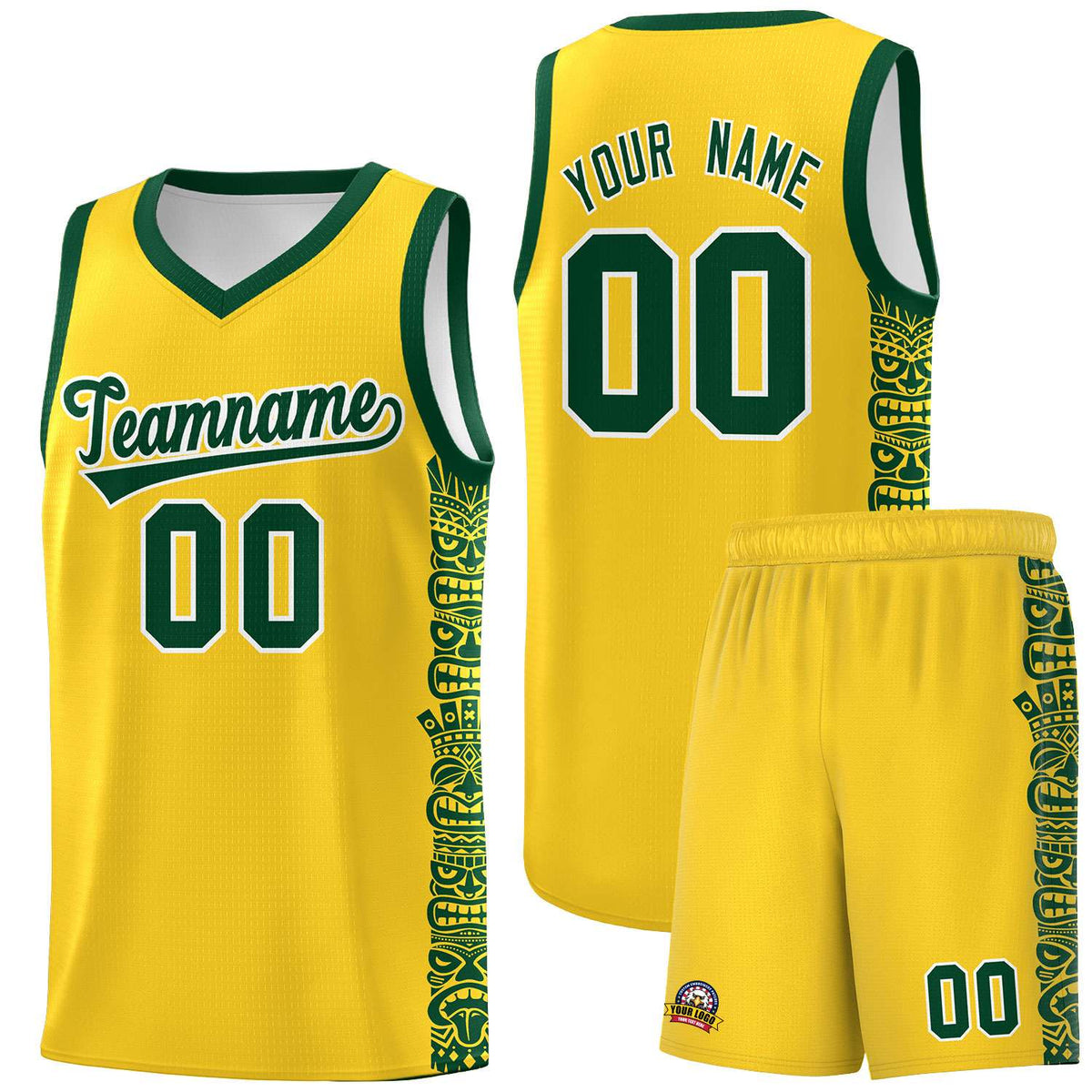 Custom Gold Gold Personalized Indians Pattern Kits Sports Uniform Basketball Jersey|KXKSHOP