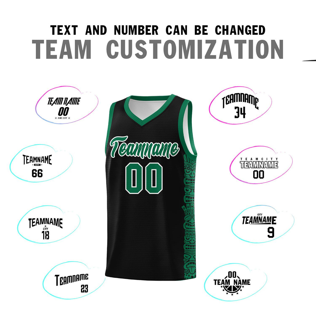 Custom Black Kelly Green Personalized Indians Pattern Sets Sports Uniform Basketball Jersey