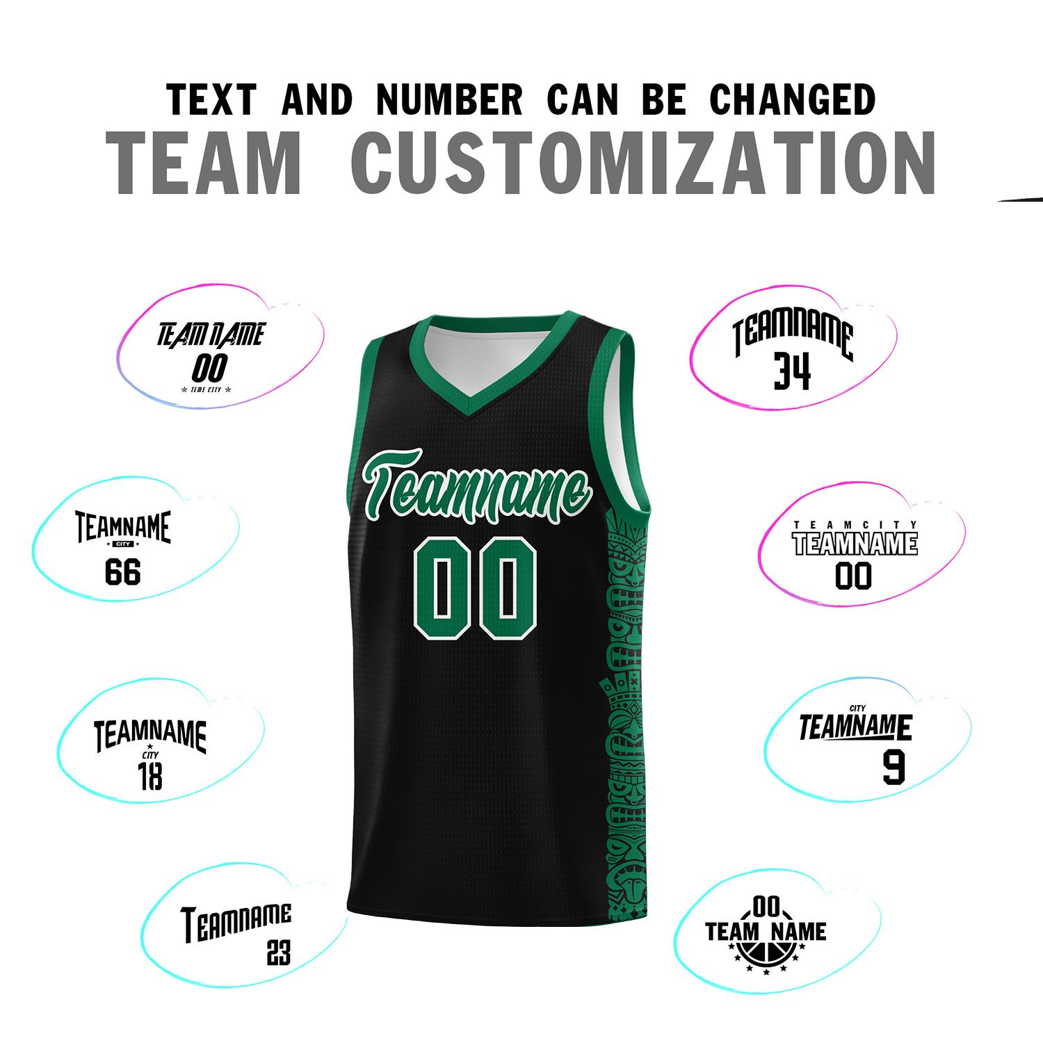 Custom Black Kelly Green Personalized Indians Pattern Sets Sports Uniform Basketball Jersey