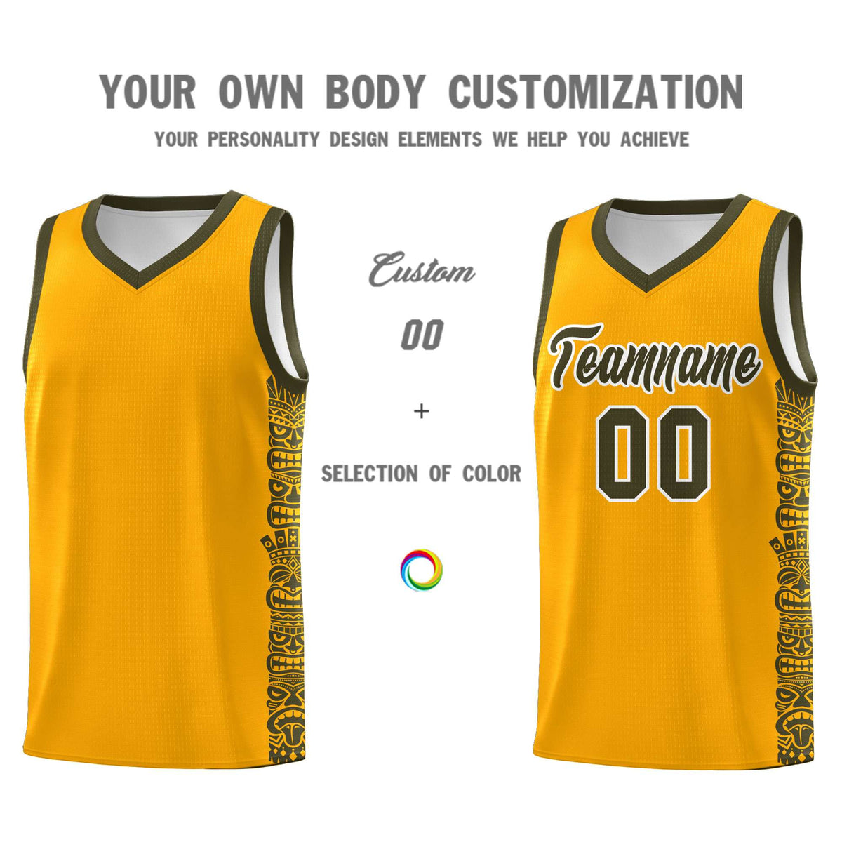 Custom Yellow Olive Personalized Indians Pattern Kits Sports Uniform Basketball Jersey|KXKSHOP