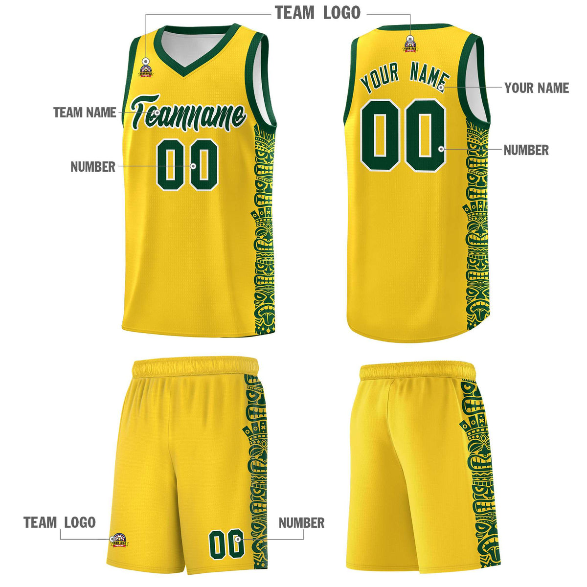 Custom Gold Gold Personalized Indians Pattern Kits Sports Uniform Basketball Jersey|KXKSHOP