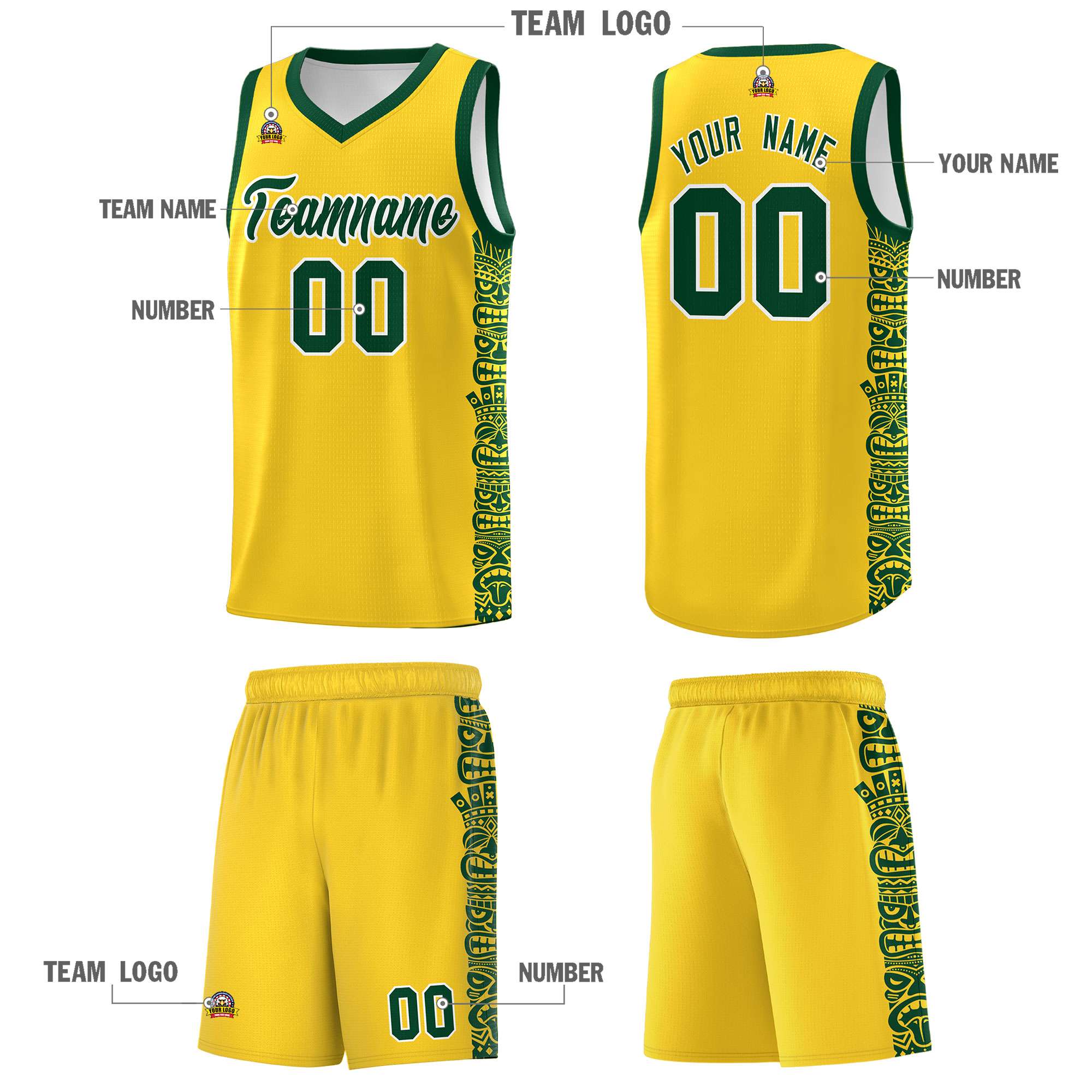 Custom Gold Gold Personalized Indians Pattern Kits Sports Uniform Basketball Jersey|KXKSHOP