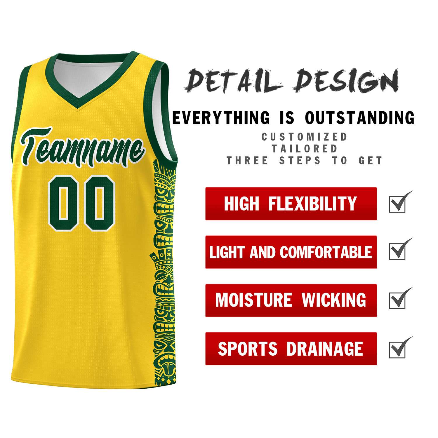 Custom Gold Gold Personalized Indians Pattern Kits Sports Uniform Basketball Jersey|KXKSHOP