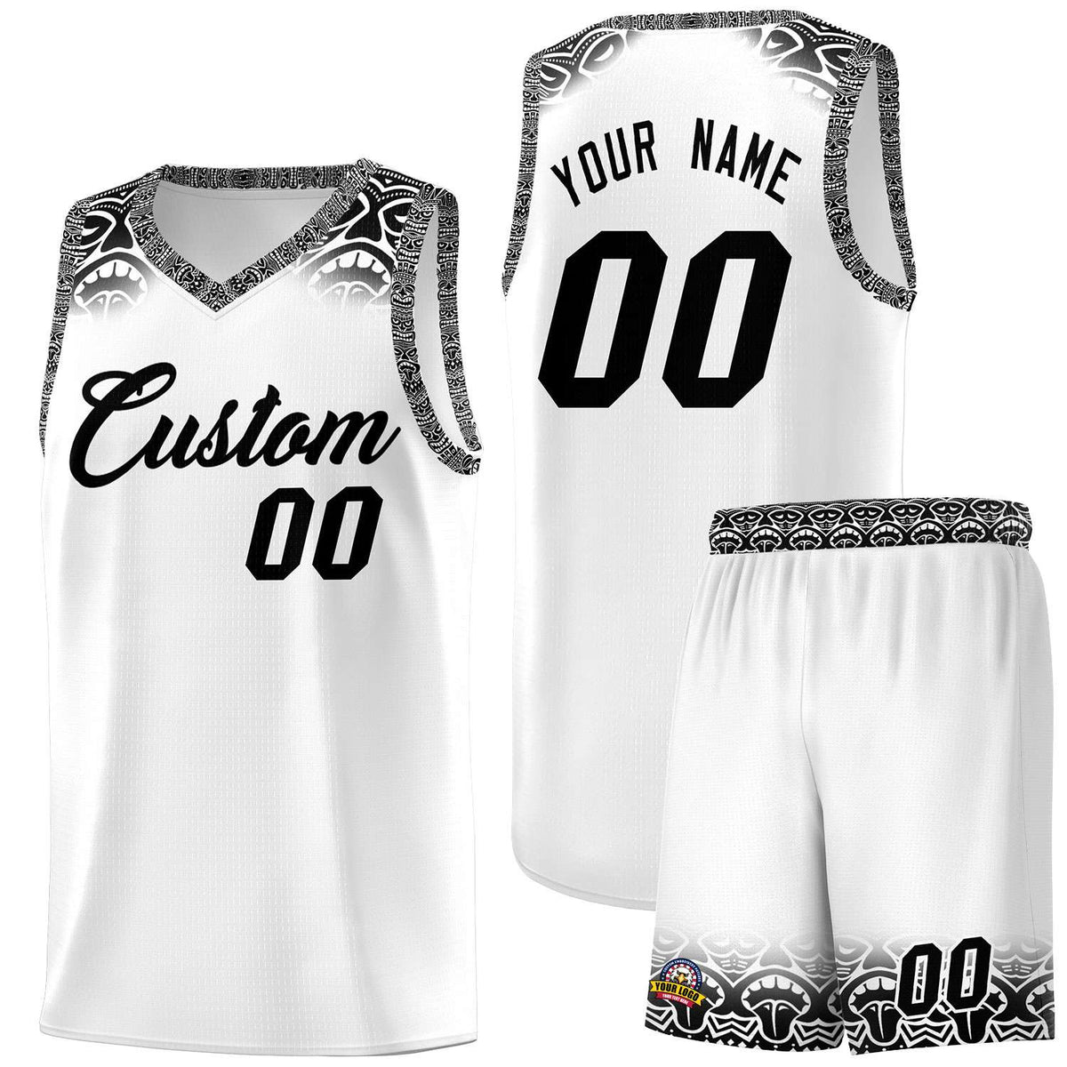 Custom White Black Personalized Indians Print Kits Sports Uniform Basketball Jersey|KXKSHOP