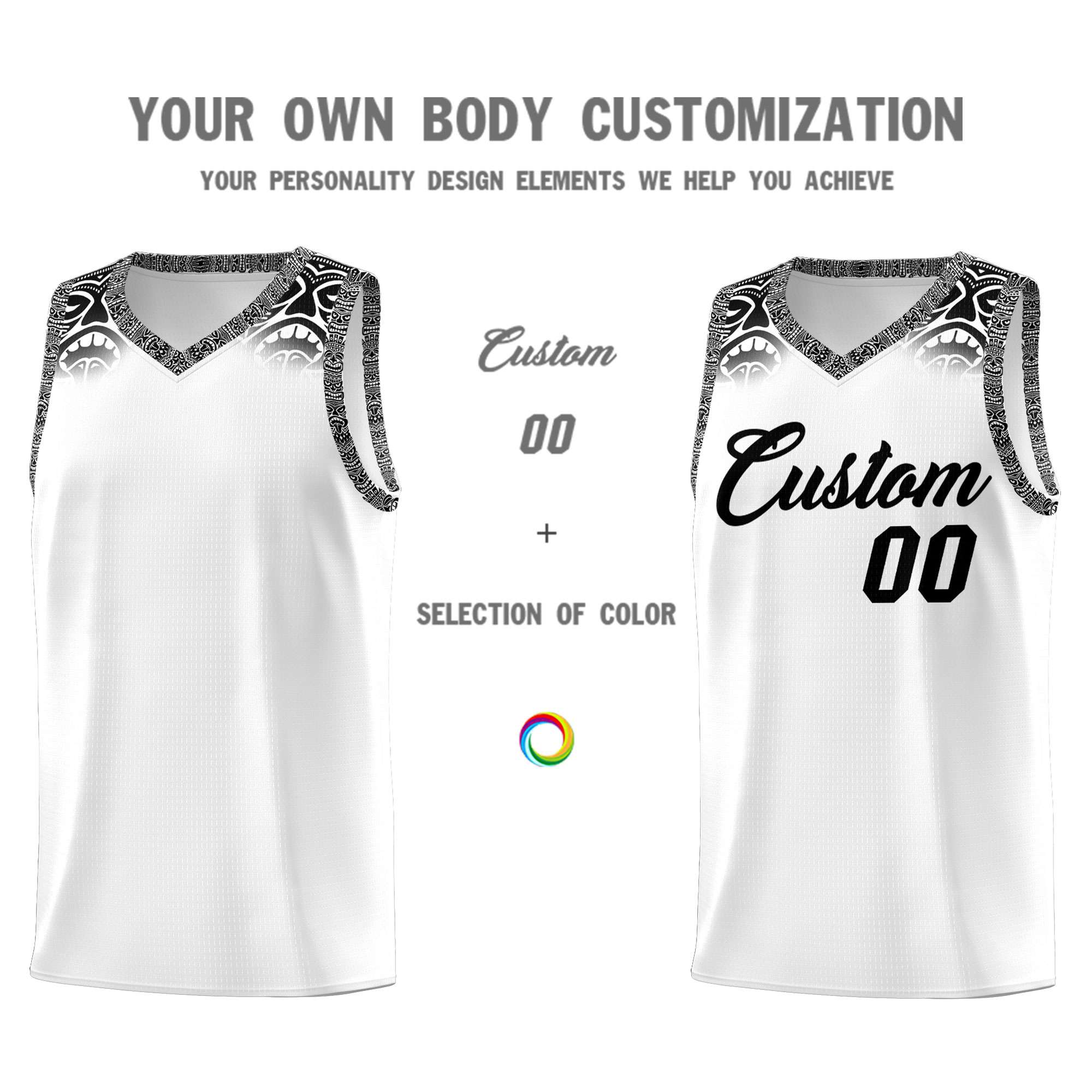 Custom White Black Personalized Indians Print Kits Sports Uniform Basketball Jersey|KXKSHOP