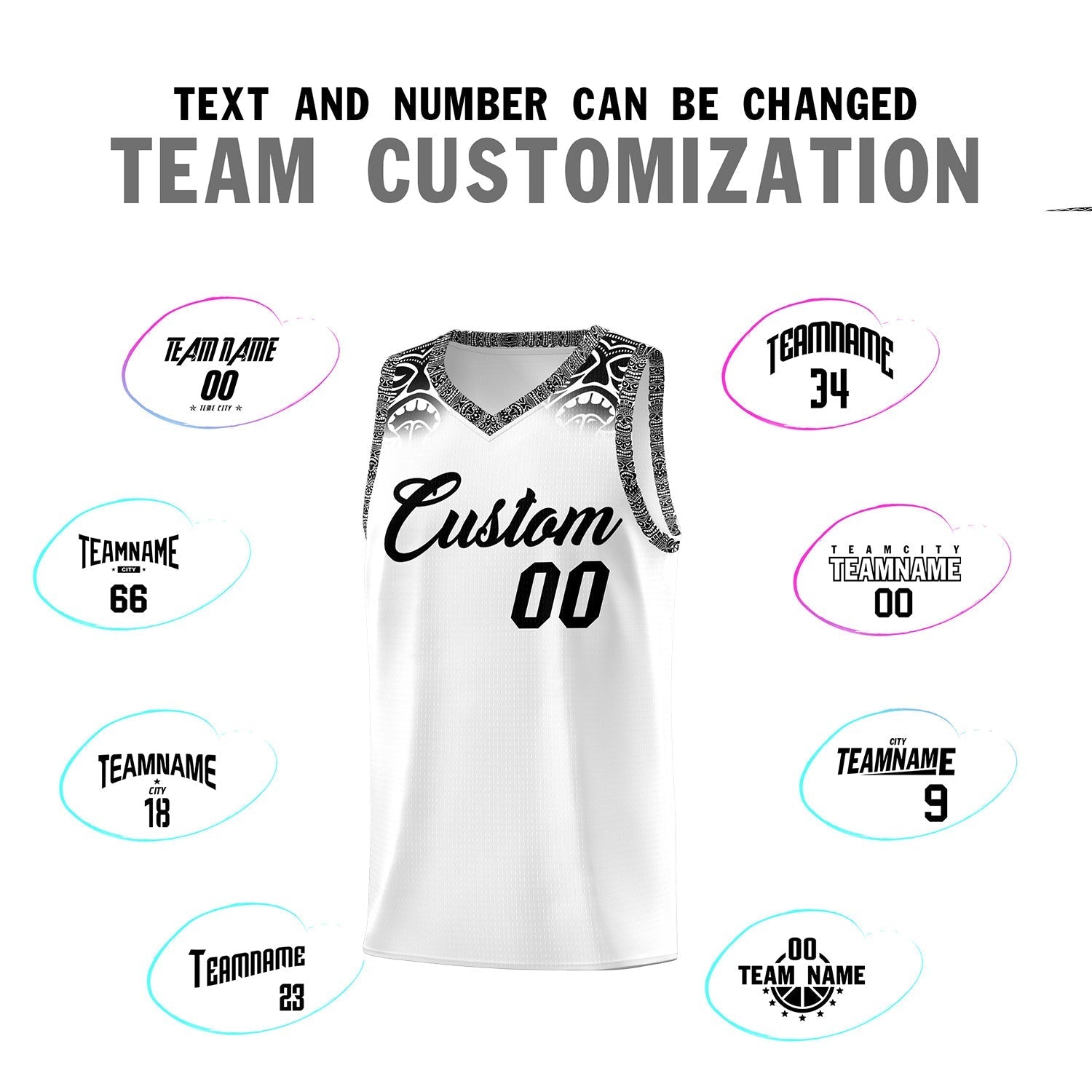 Custom White Black Personalized Indians Print Kits Sports Uniform Basketball Jersey|KXKSHOP