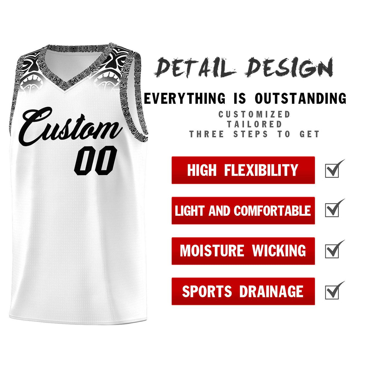 Custom White Black Personalized Indians Print Kits Sports Uniform Basketball Jersey|KXKSHOP
