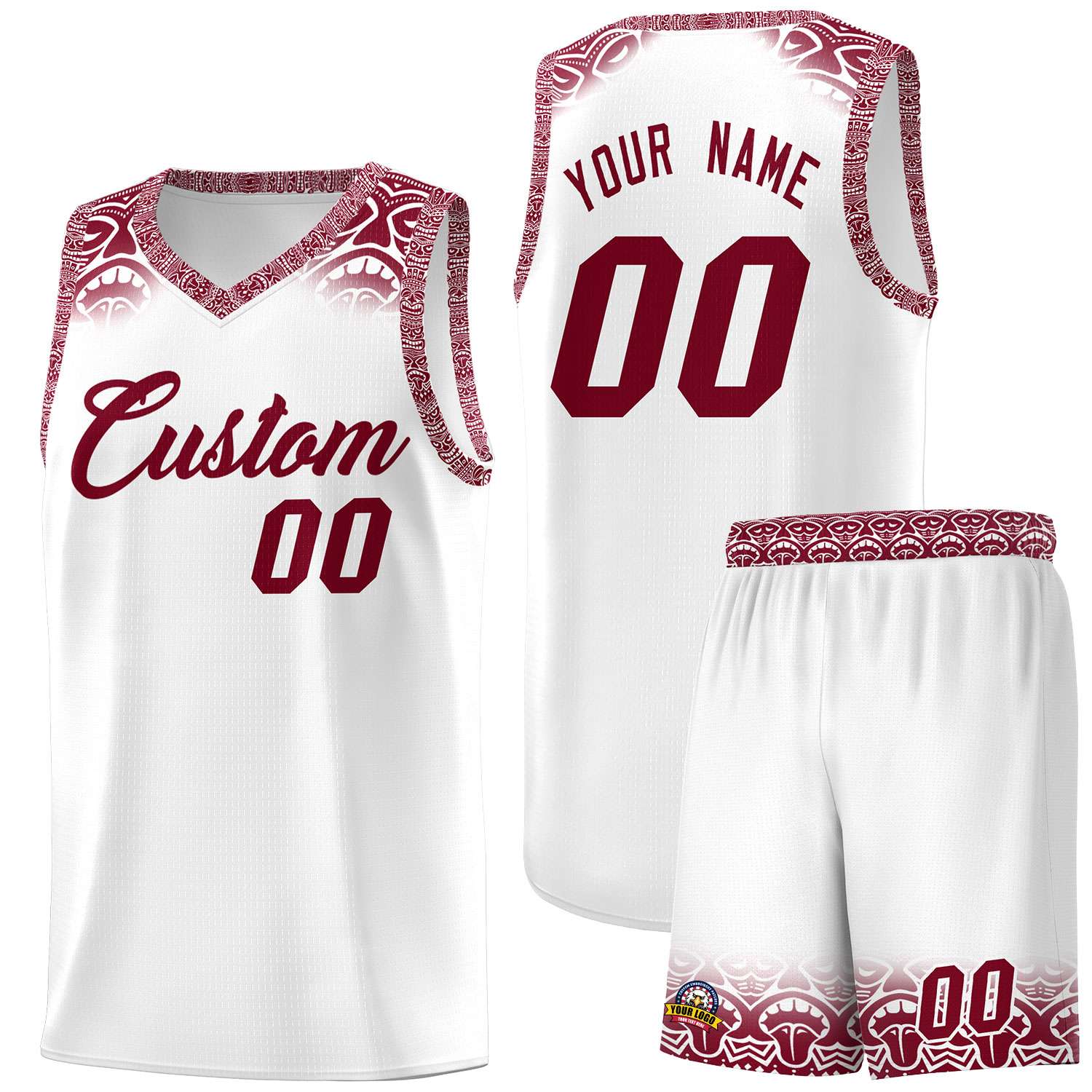 Custom White Crimson Personalized Indians Print Kits Sports Uniform Basketball Jersey|KXKSHOP