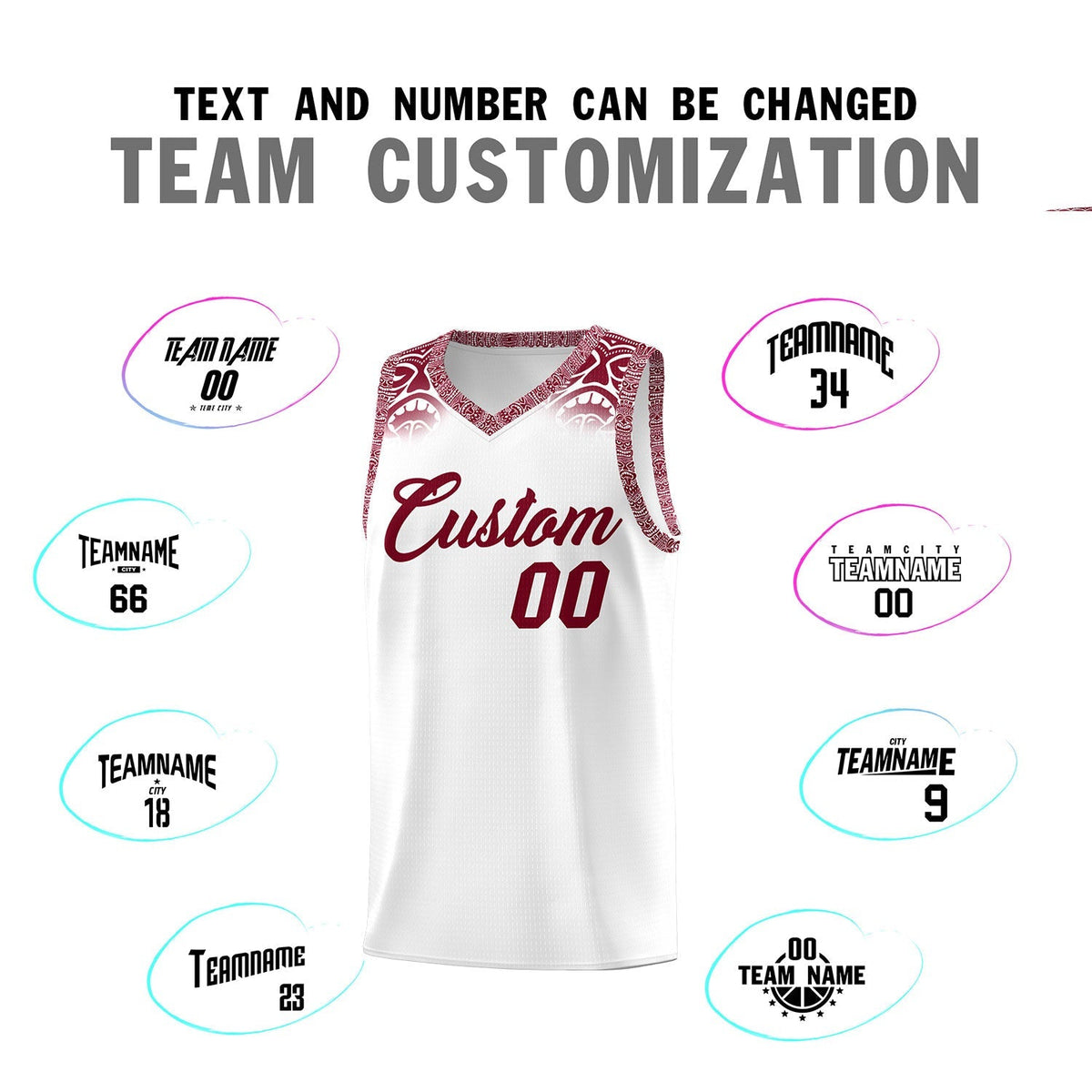 Custom White Crimson Personalized Indians Print Kits Sports Uniform Basketball Jersey|KXKSHOP