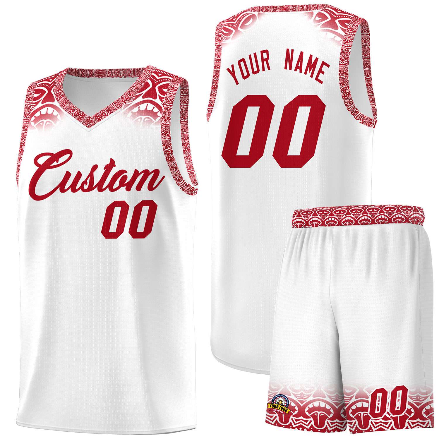 Custom White Red Personalized Indians Print Kits Sports Uniform Basketball Jersey|KXKSHOP