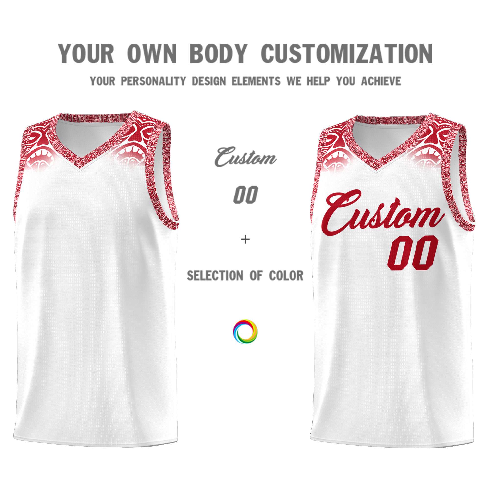 Custom White Red Personalized Indians Print Kits Sports Uniform Basketball Jersey|KXKSHOP