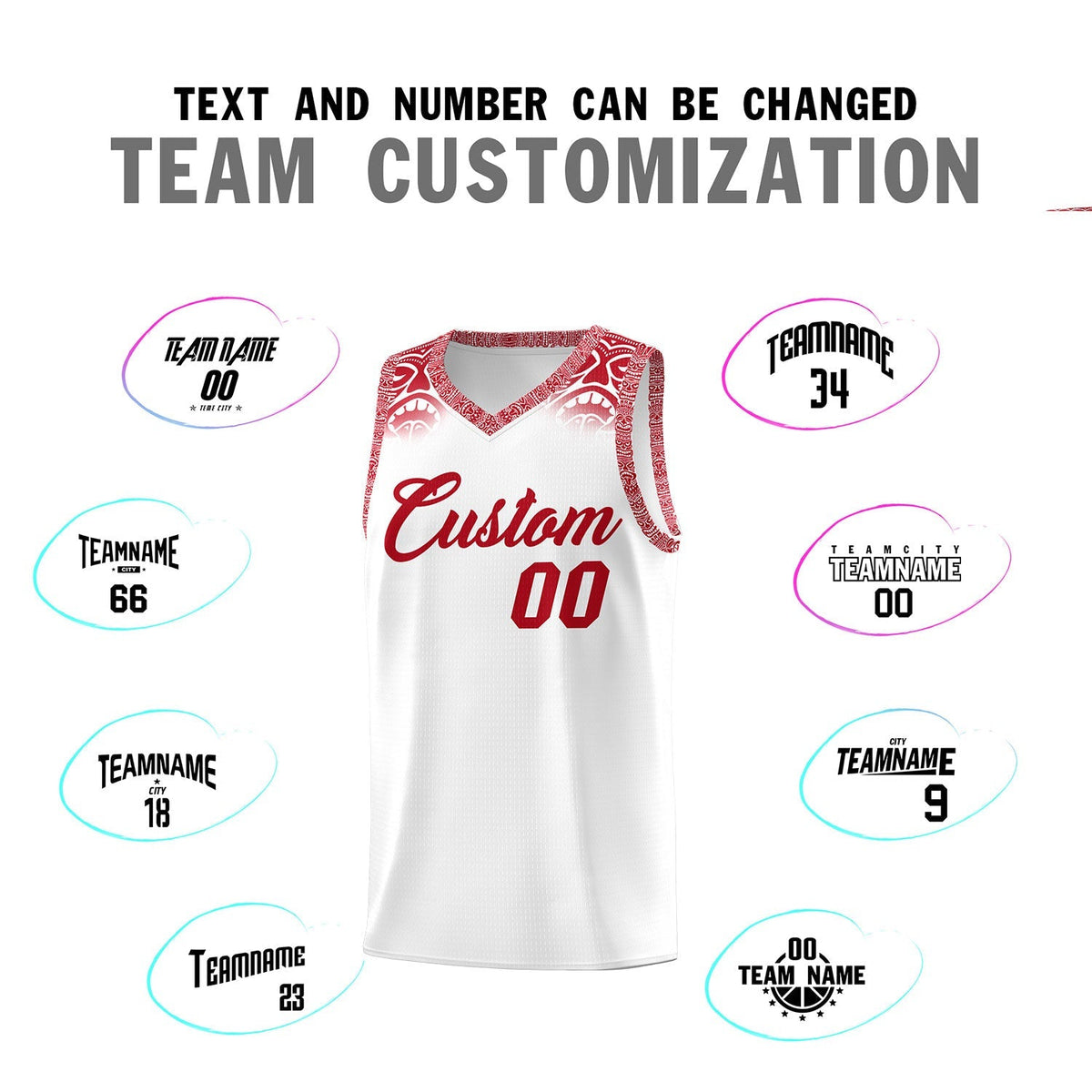 Custom White Red Personalized Indians Print Kits Sports Uniform Basketball Jersey|KXKSHOP