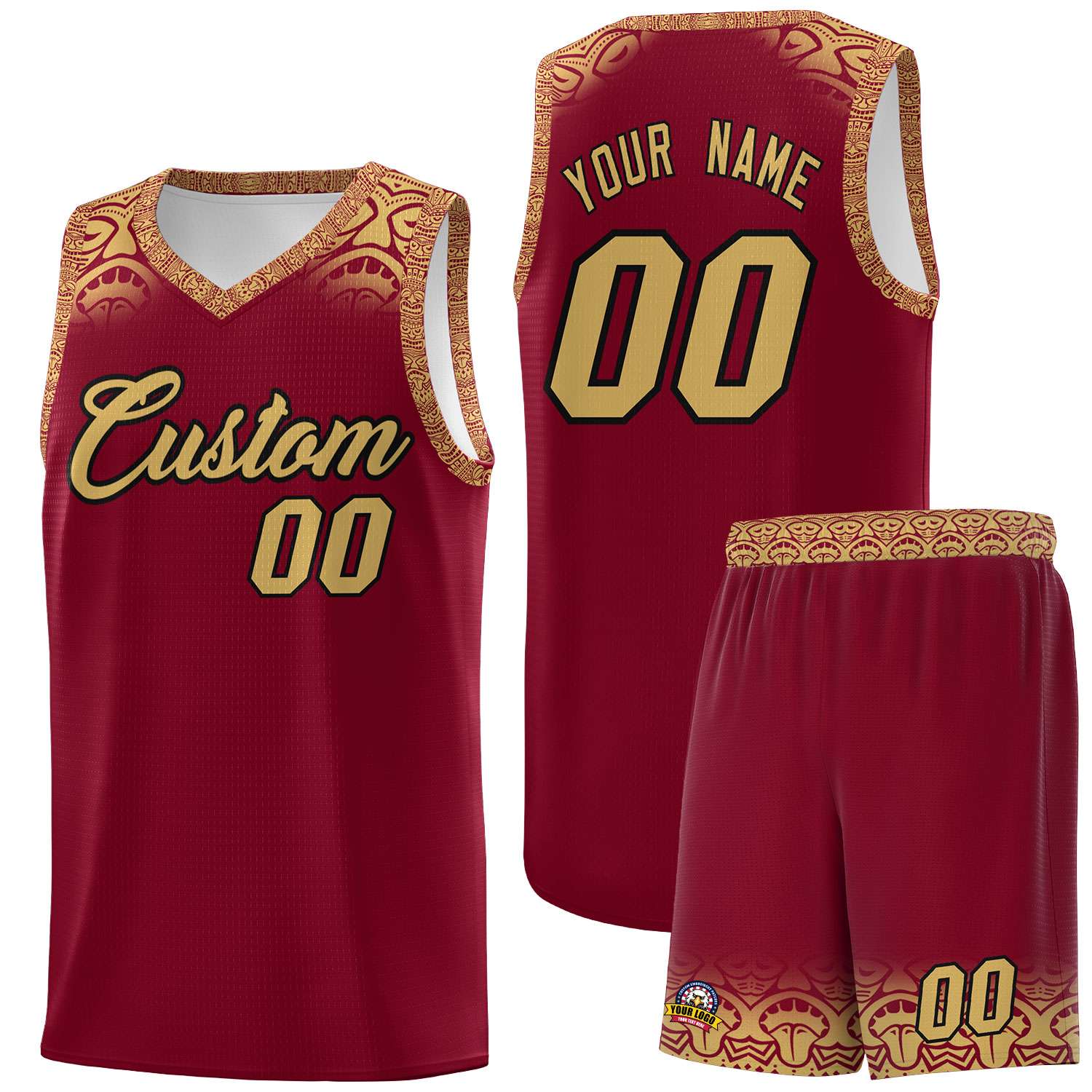 Custom Crimson Old Gold Personalized Indians Print Kits Sports Uniform Basketball Jersey|KXKSHOP