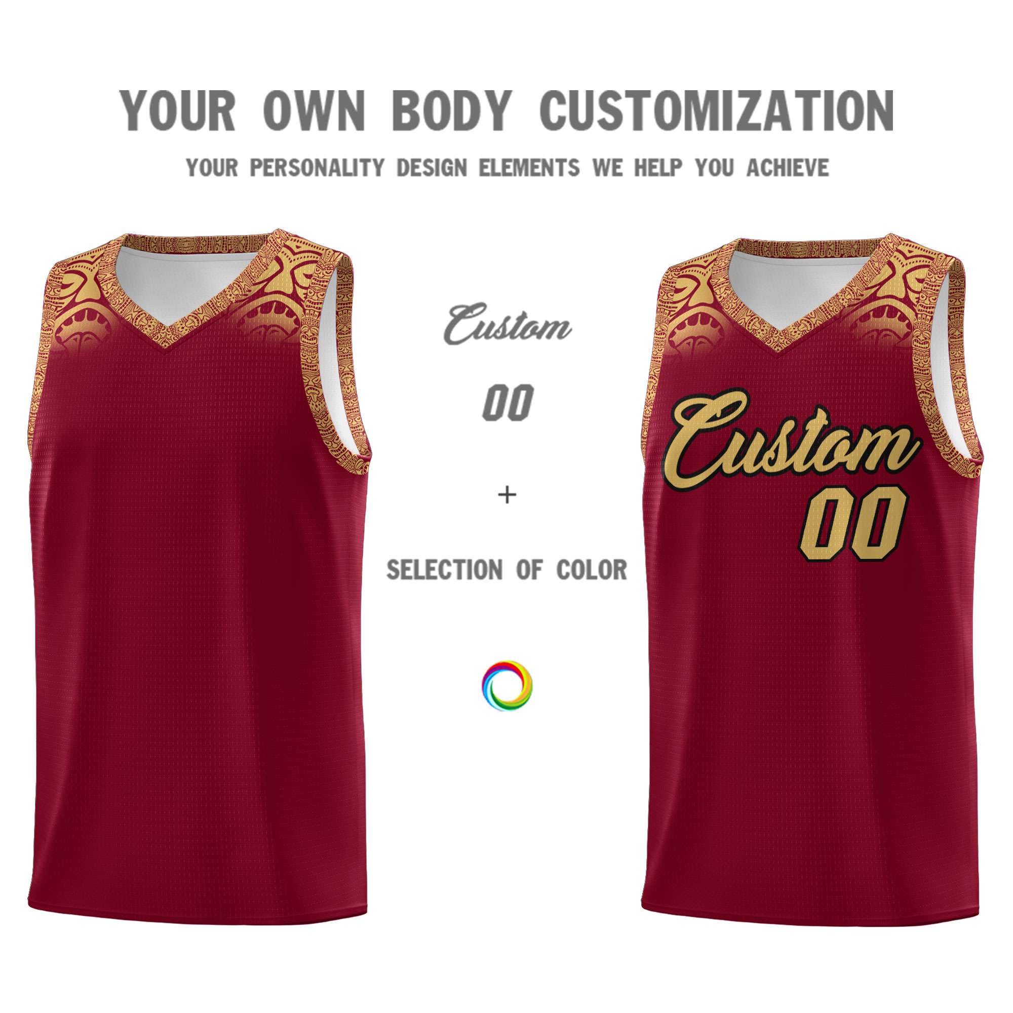Custom Crimson Old Gold Personalized Indians Print Kits Sports Uniform Basketball Jersey|KXKSHOP