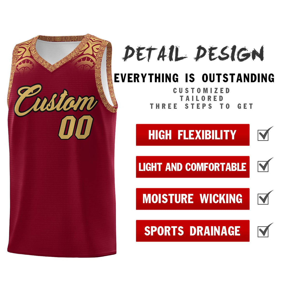 Custom Crimson Old Gold Personalized Indians Print Kits Sports Uniform Basketball Jersey|KXKSHOP