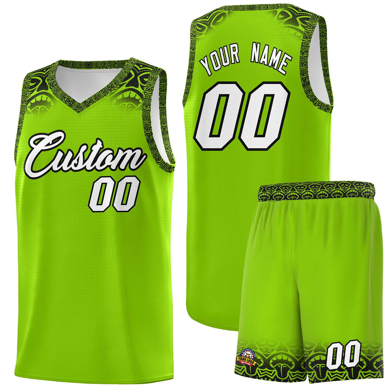 Custom Green Black Personalized Indians Print Kits Sports Uniform Basketball Jersey|KXKSHOP