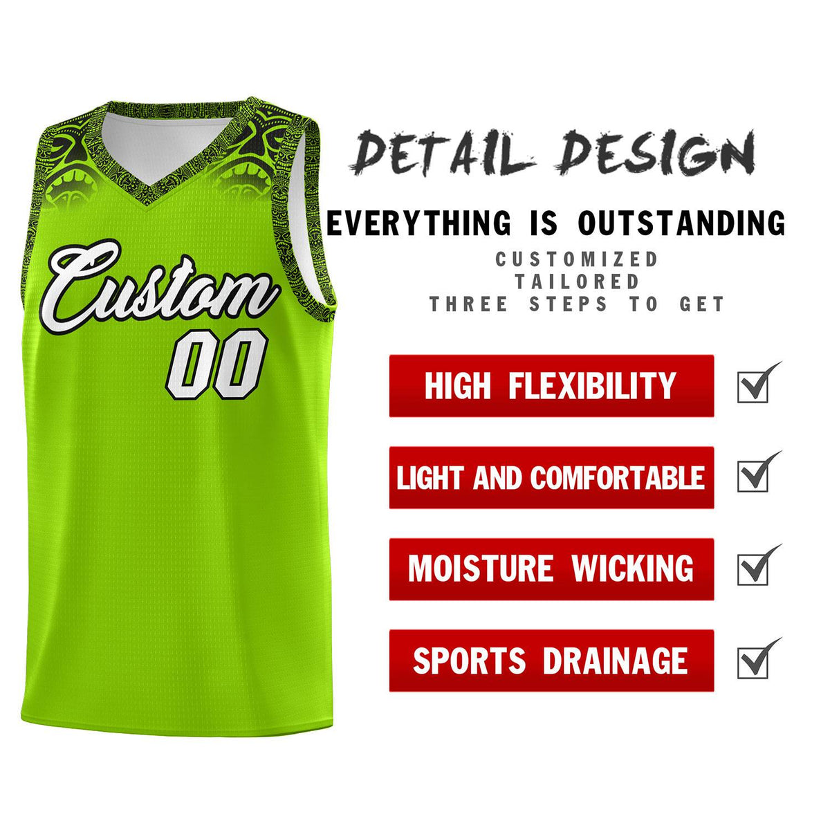 Custom Green Black Personalized Indians Print Kits Sports Uniform Basketball Jersey|KXKSHOP