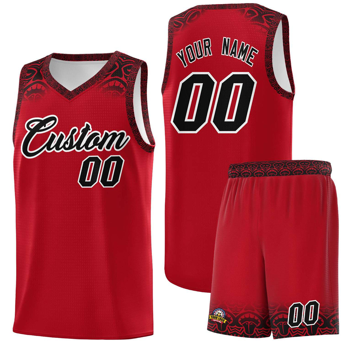 Custom Red Black Personalized Indians Print Kits Sports Uniform Basketball Jersey|KXKSHOP