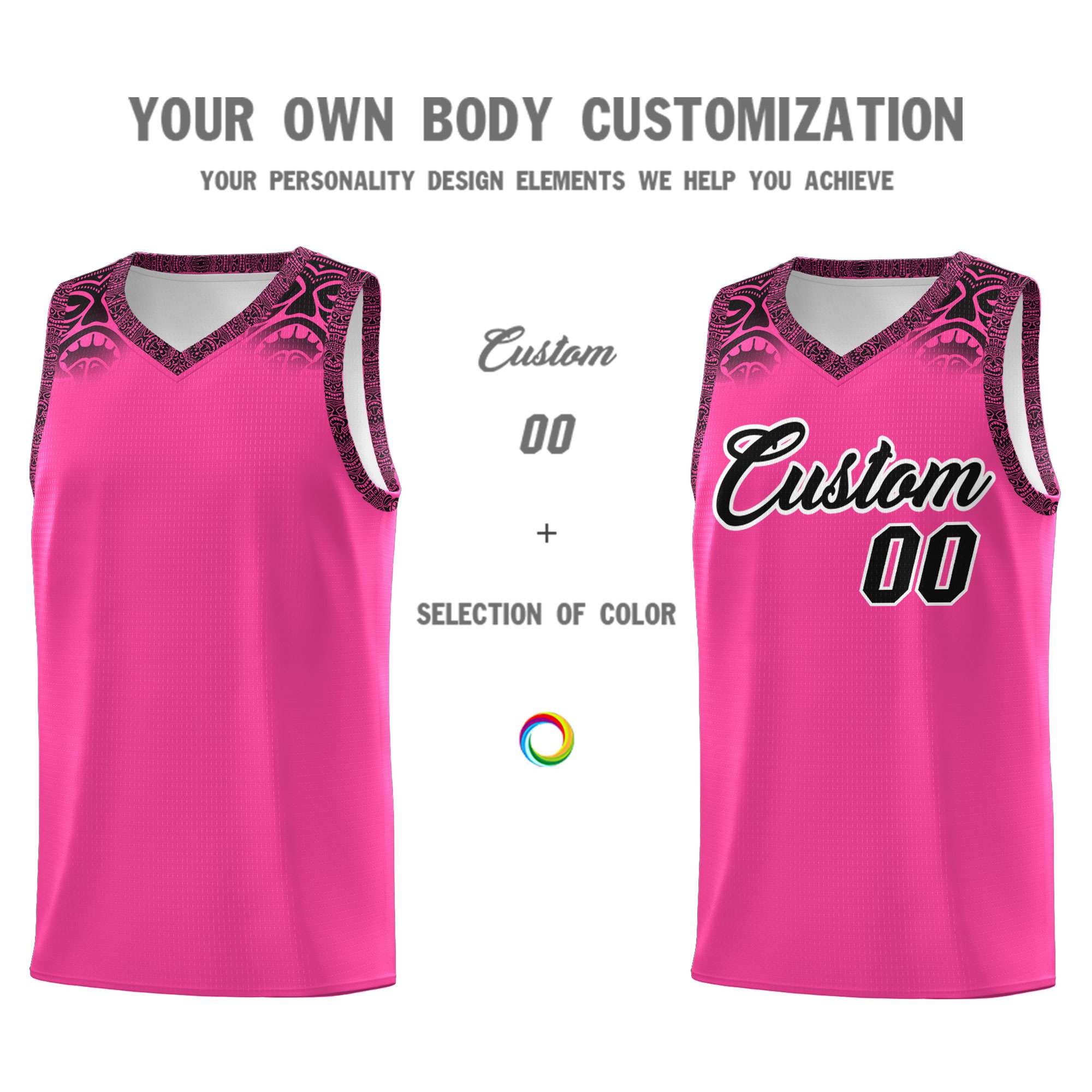 Custom Pink Black Personalized Indians Print Kits Sports Uniform Basketball Jersey|KXKSHOP
