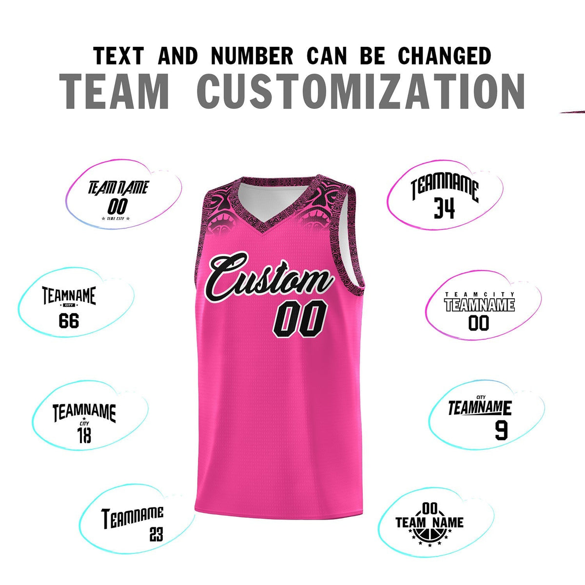 Custom Pink Black Personalized Indians Print Kits Sports Uniform Basketball Jersey|KXKSHOP