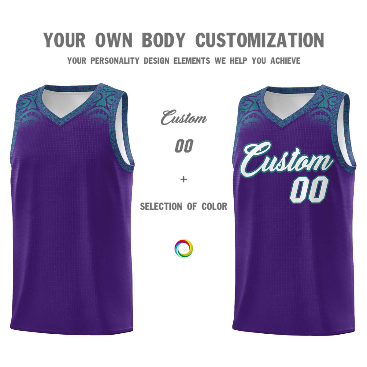 Custom Purple Aqua Personalized Indians Print Kits Sports Uniform Basketball Jersey|KXKSHOP