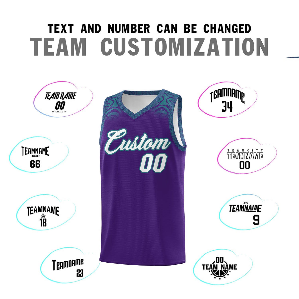 Custom Purple Aqua Personalized Indians Print Kits Sports Uniform Basketball Jersey|KXKSHOP