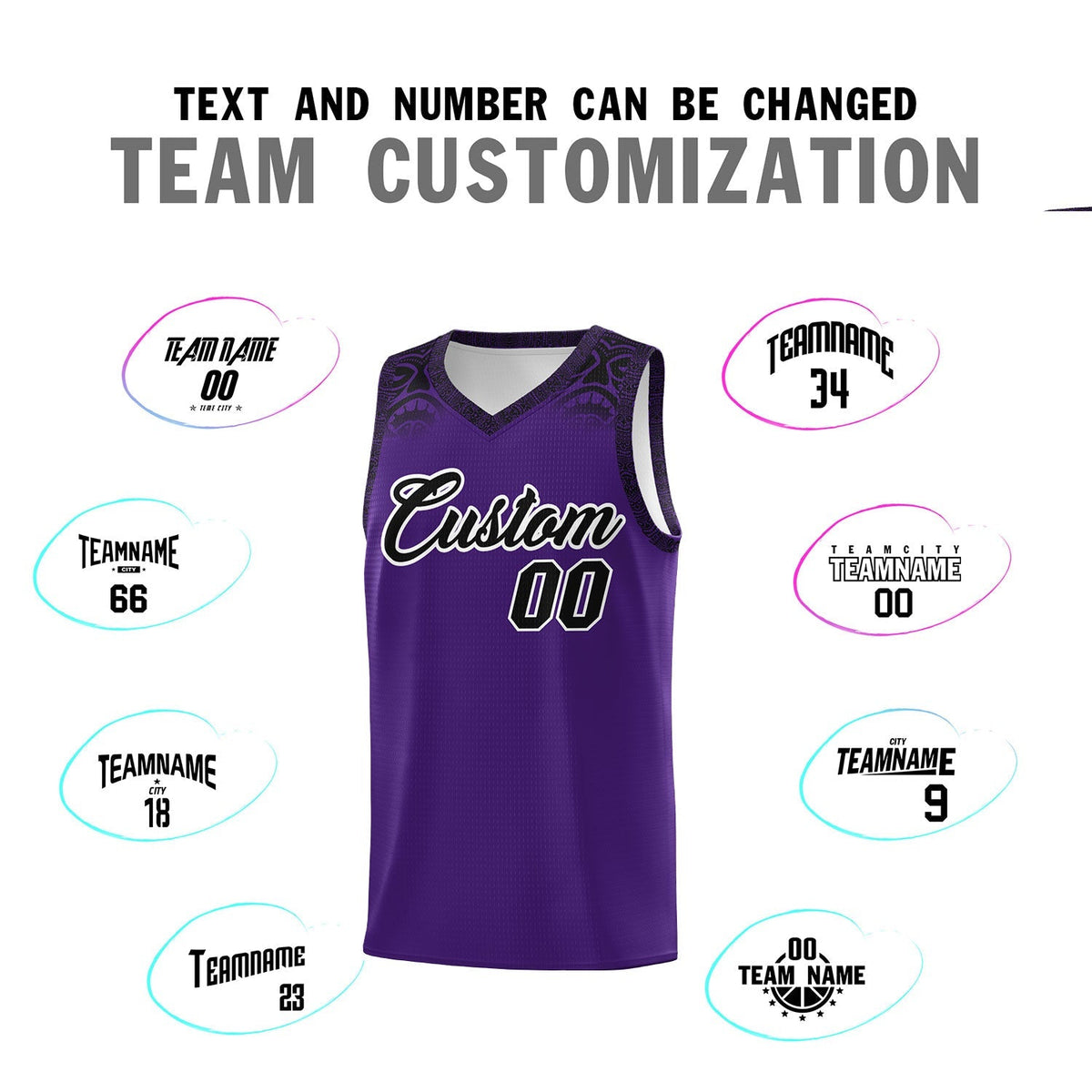 Custom Purple Black Personalized Indians Print Kits Sports Uniform Basketball Jersey|KXKSHOP