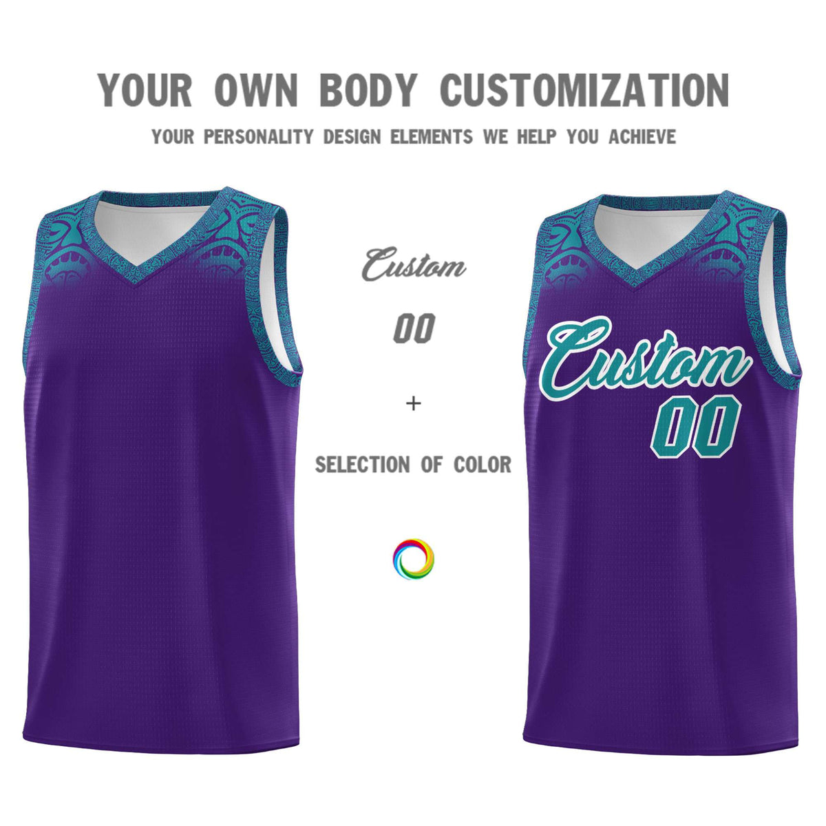 Custom Purple Aqua Personalized Indians Print Kits Sports Uniform Basketball Jersey|KXKSHOP