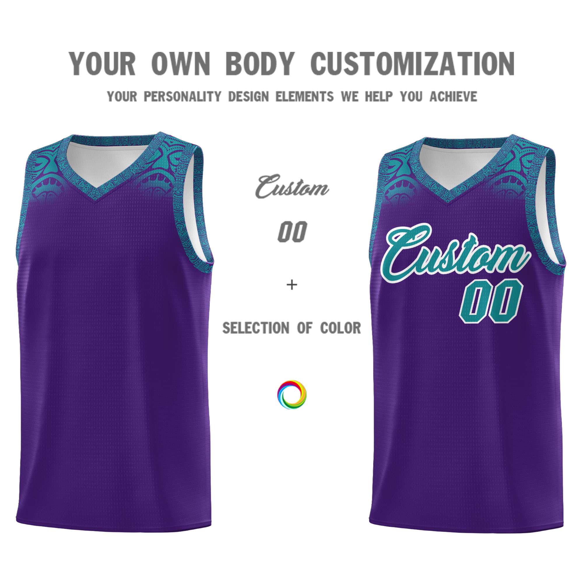 Custom Purple Aqua Personalized Indians Print Kits Sports Uniform Basketball Jersey|KXKSHOP