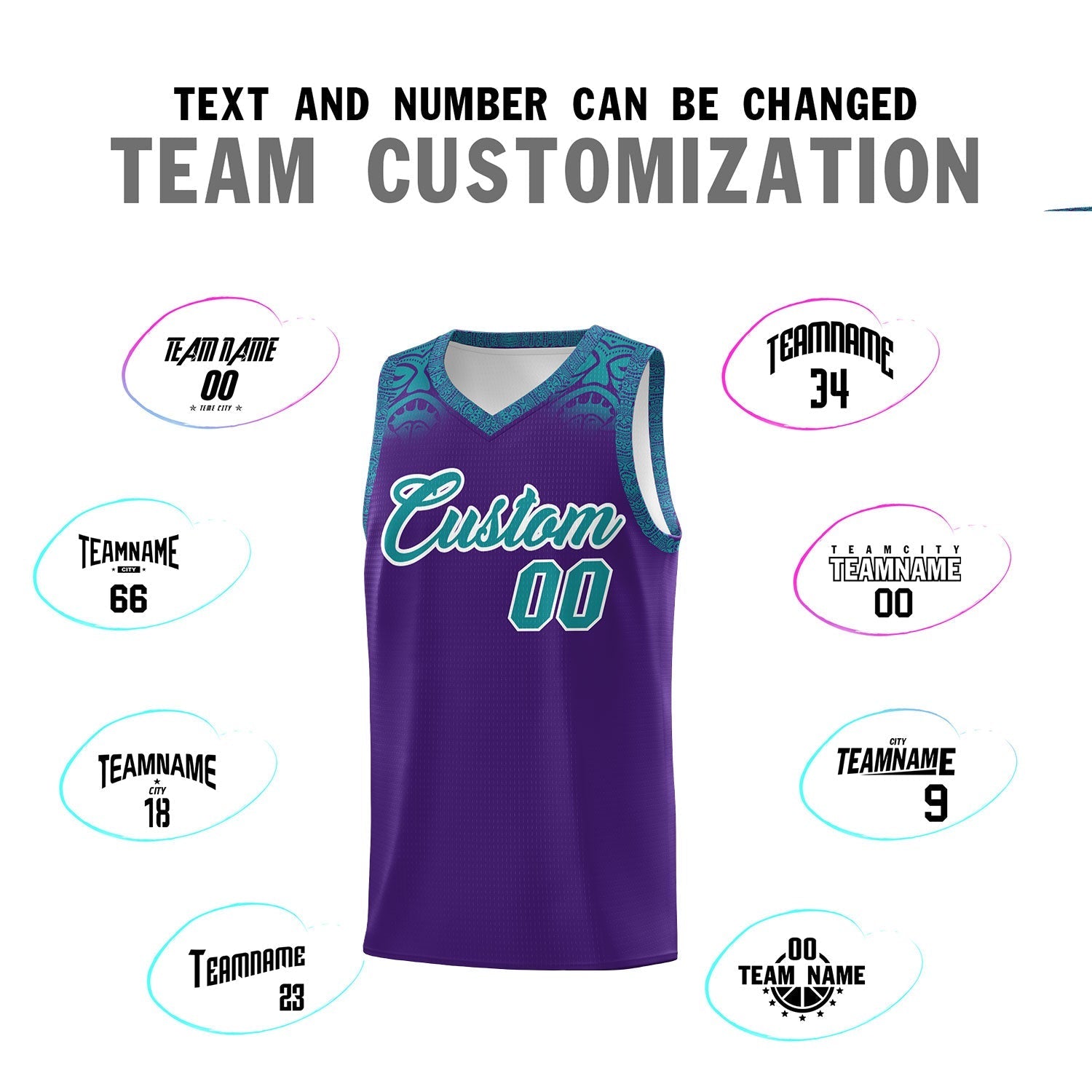 Custom Purple Aqua Personalized Indians Print Kits Sports Uniform Basketball Jersey|KXKSHOP