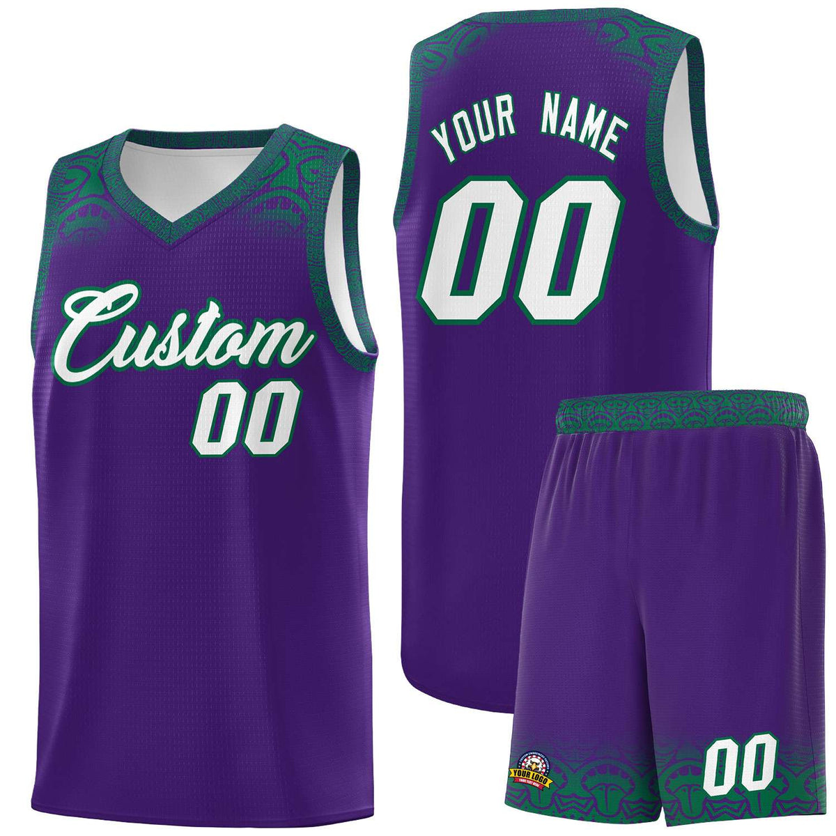 Custom Purple Kelly Green Personalized Indians Print Kits Sports Uniform Basketball Jersey|KXKSHOP