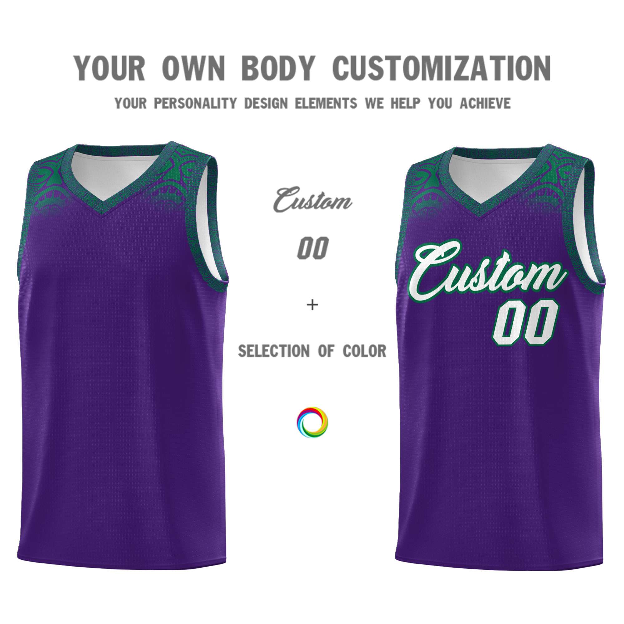 Custom Purple Kelly Green Personalized Indians Print Kits Sports Uniform Basketball Jersey|KXKSHOP