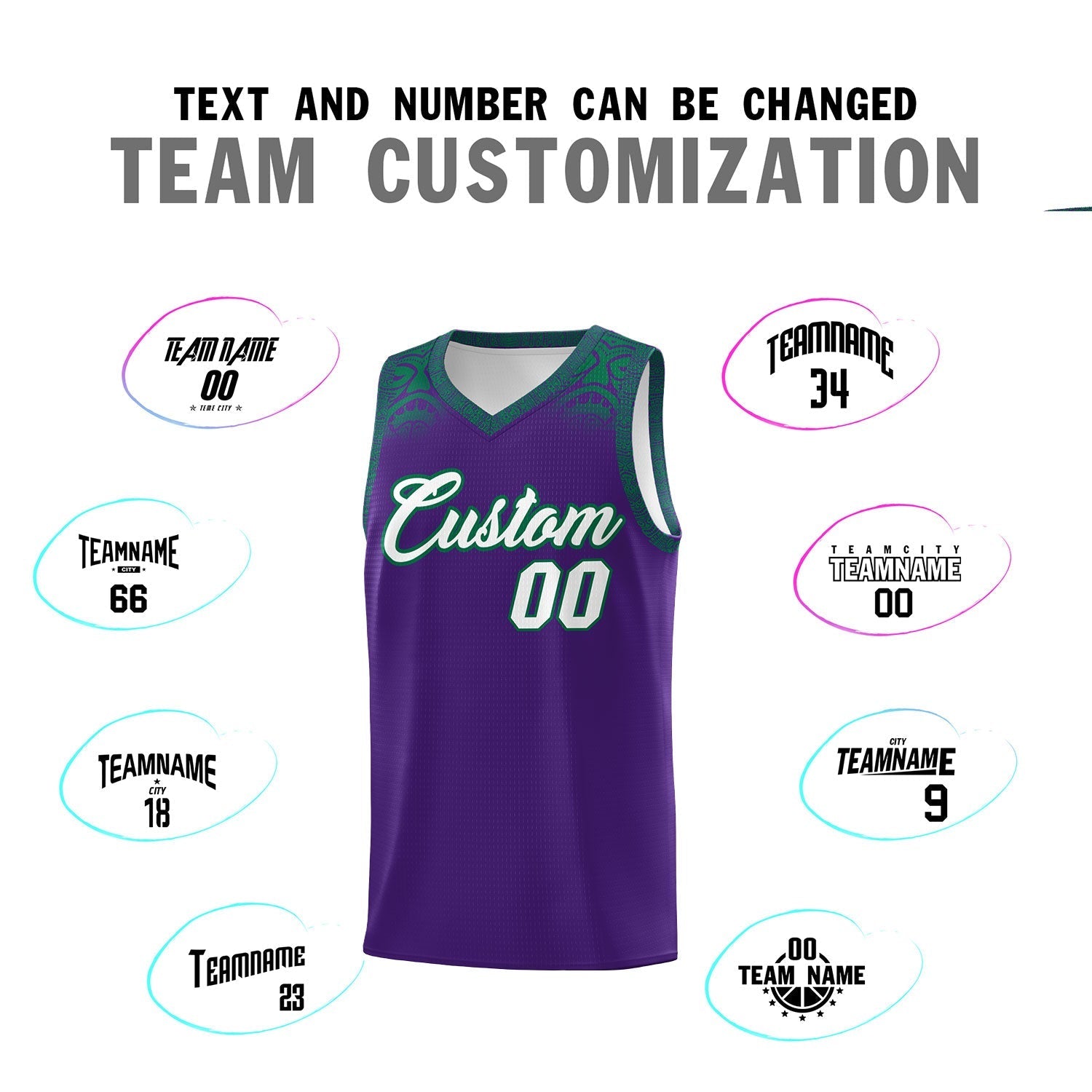 Custom Purple Kelly Green Personalized Indians Print Kits Sports Uniform Basketball Jersey|KXKSHOP