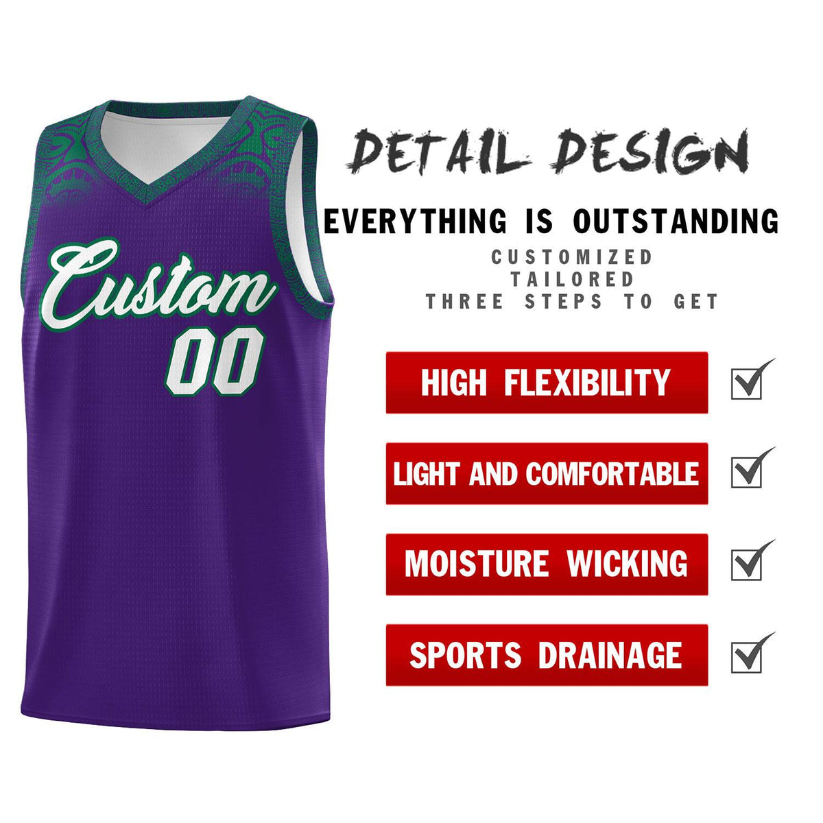 Custom Purple Kelly Green Personalized Indians Print Kits Sports Uniform Basketball Jersey|KXKSHOP
