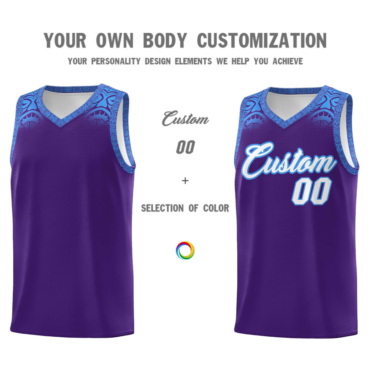 Custom Purple Powder Blue Personalized Indians Print Kits Sports Uniform Basketball Jersey|KXKSHOP