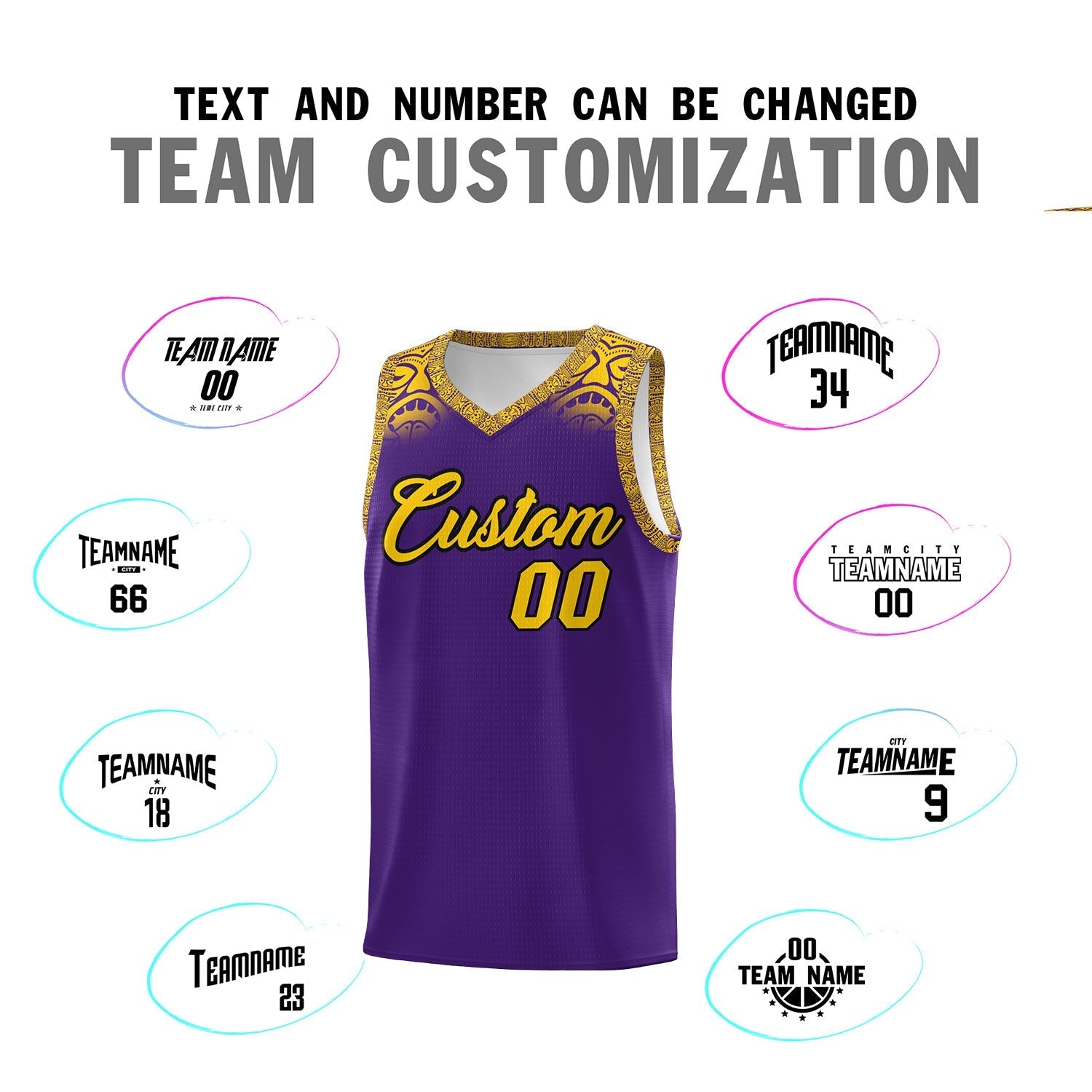 Custom Purple Gold Personalized Indians Print Kits Sports Uniform Basketball Jersey|KXKSHOP