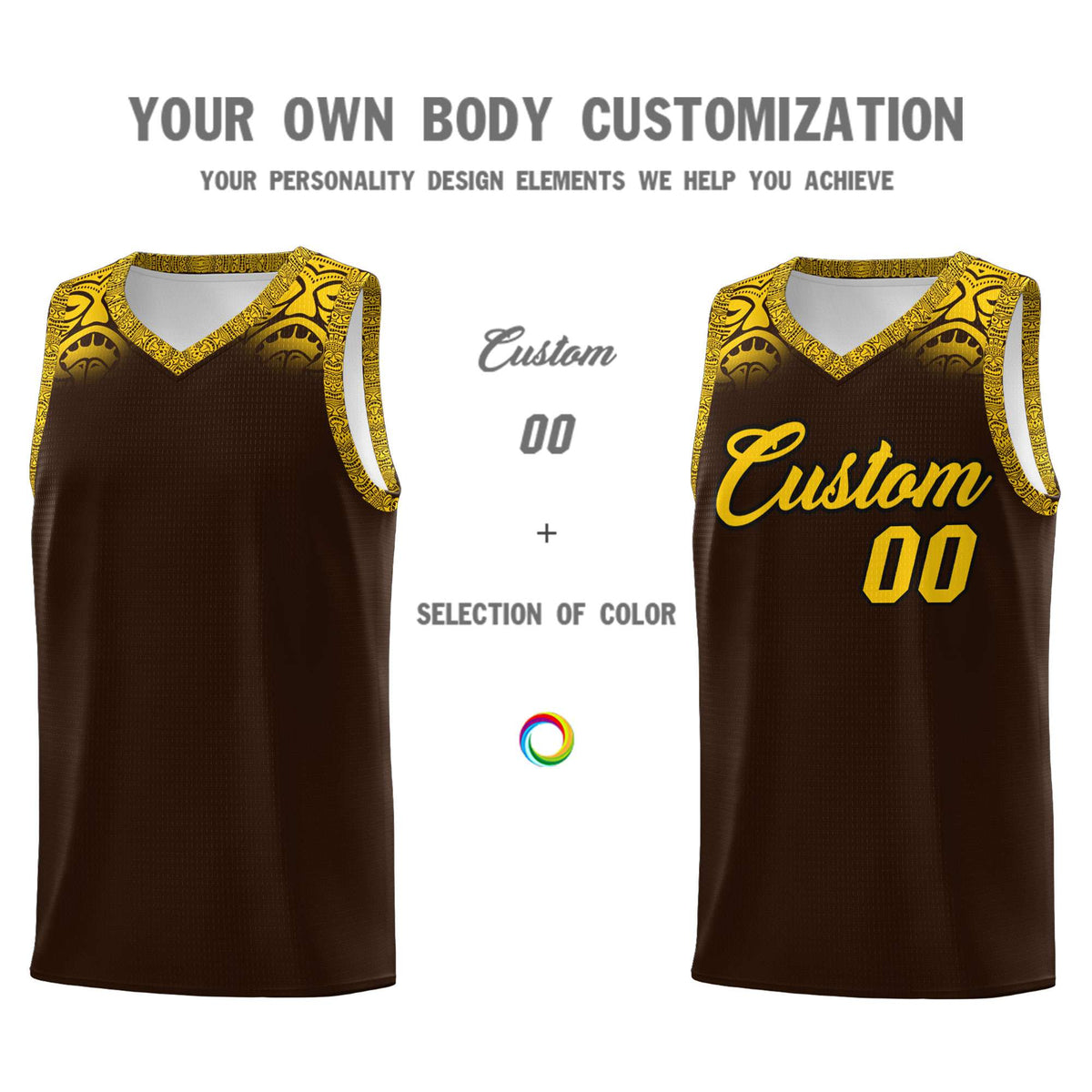 Custom Brown Gold Personalized Indians Print Kits Sports Uniform Basketball Jersey|KXKSHOP