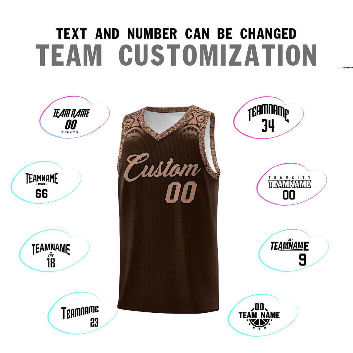 Custom Brown Teabrown Personalized Indians Print Kits Sports Uniform Basketball Jersey|KXKSHOP