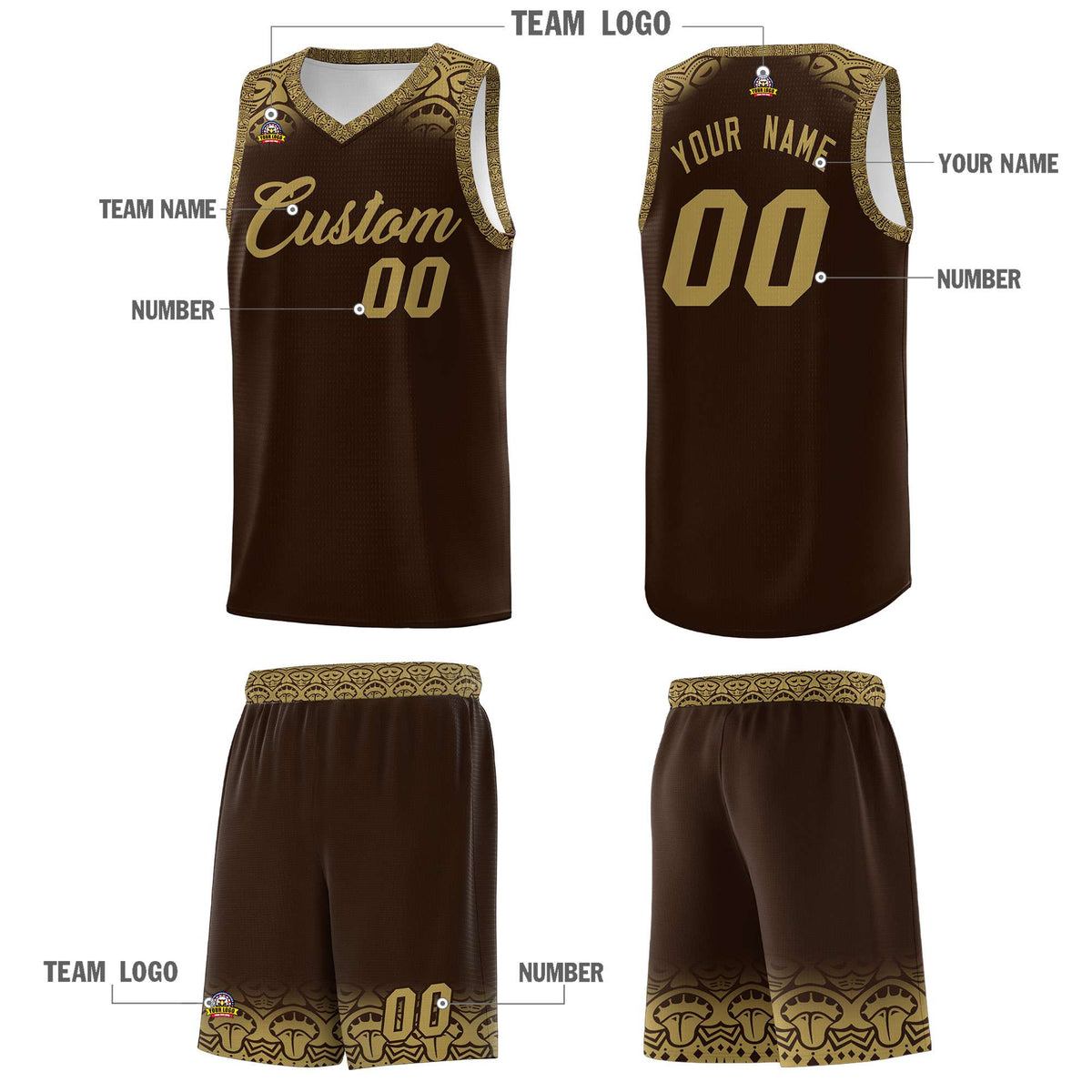 Custom Brown Desert Yellow Personalized Indians Print Kits Sports Uniform Basketball Jersey|KXKSHOP