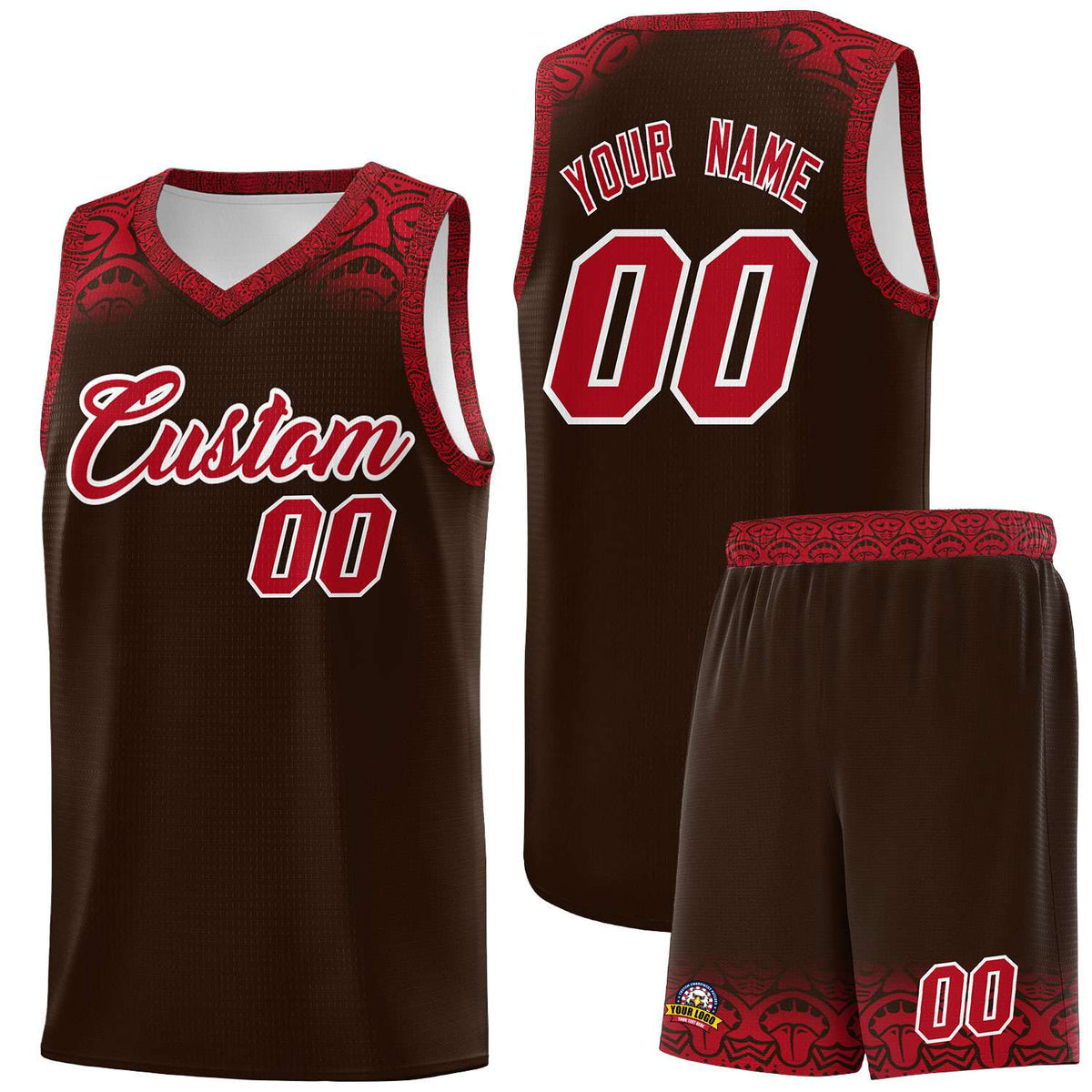 Custom Brown Red Personalized Indians Print Kits Sports Uniform Basketball Jersey|KXKSHOP