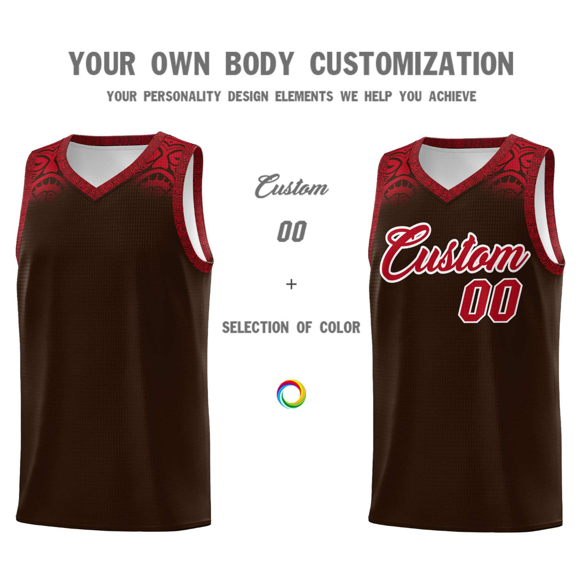Custom Brown Red Personalized Indians Print Kits Sports Uniform Basketball Jersey|KXKSHOP
