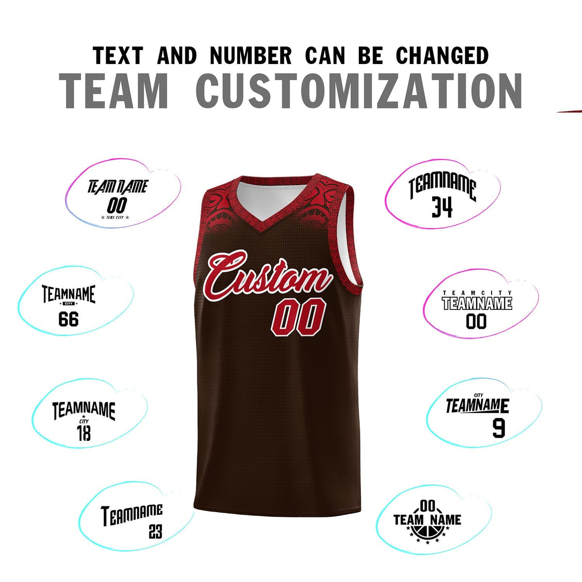 Custom Brown Red Personalized Indians Print Kits Sports Uniform Basketball Jersey|KXKSHOP