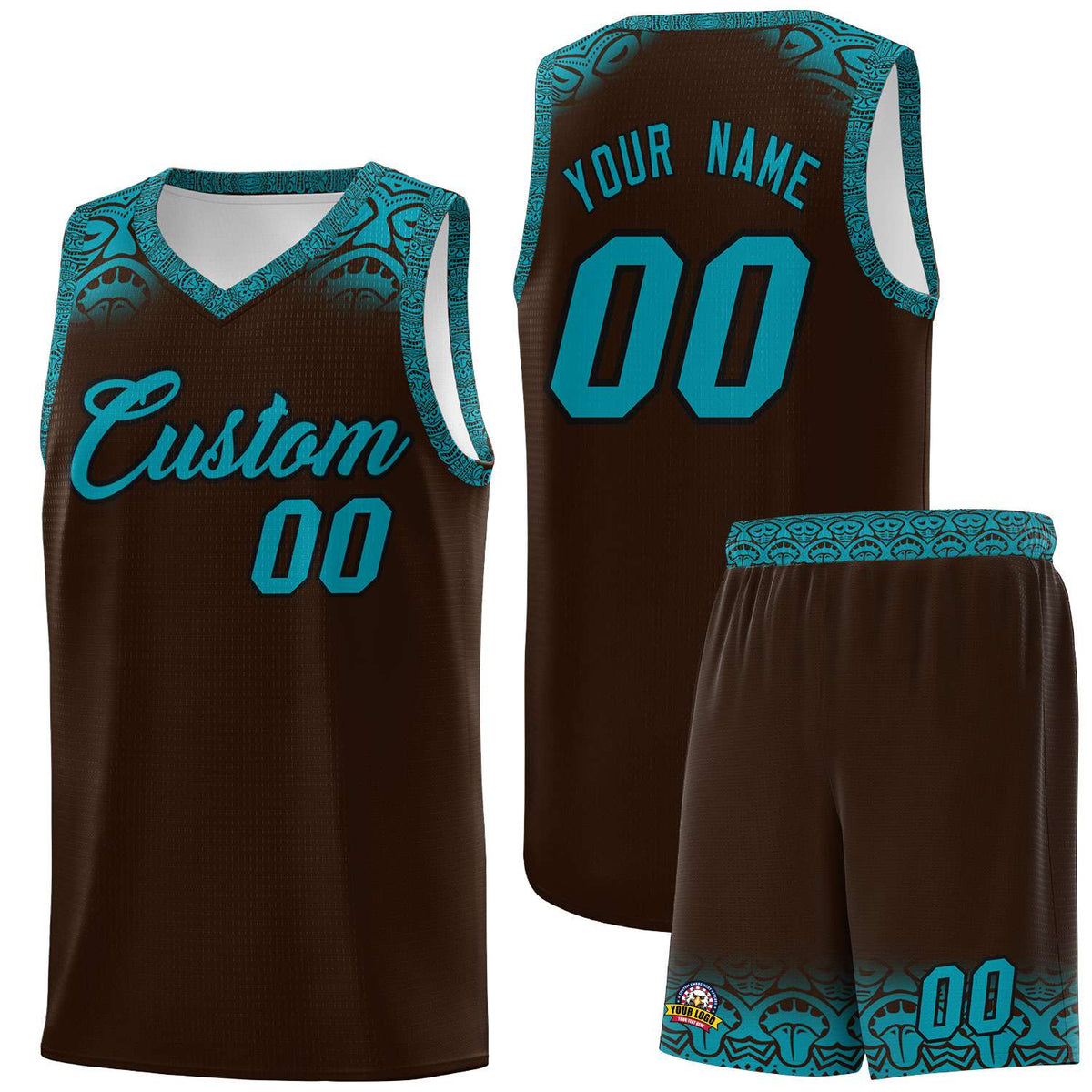 Custom Brown Teal Personalized Indians Print Kits Sports Uniform Basketball Jersey|KXKSHOP