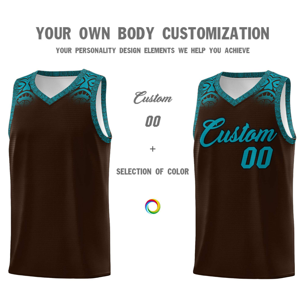 Custom Brown Teal Personalized Indians Print Kits Sports Uniform Basketball Jersey|KXKSHOP