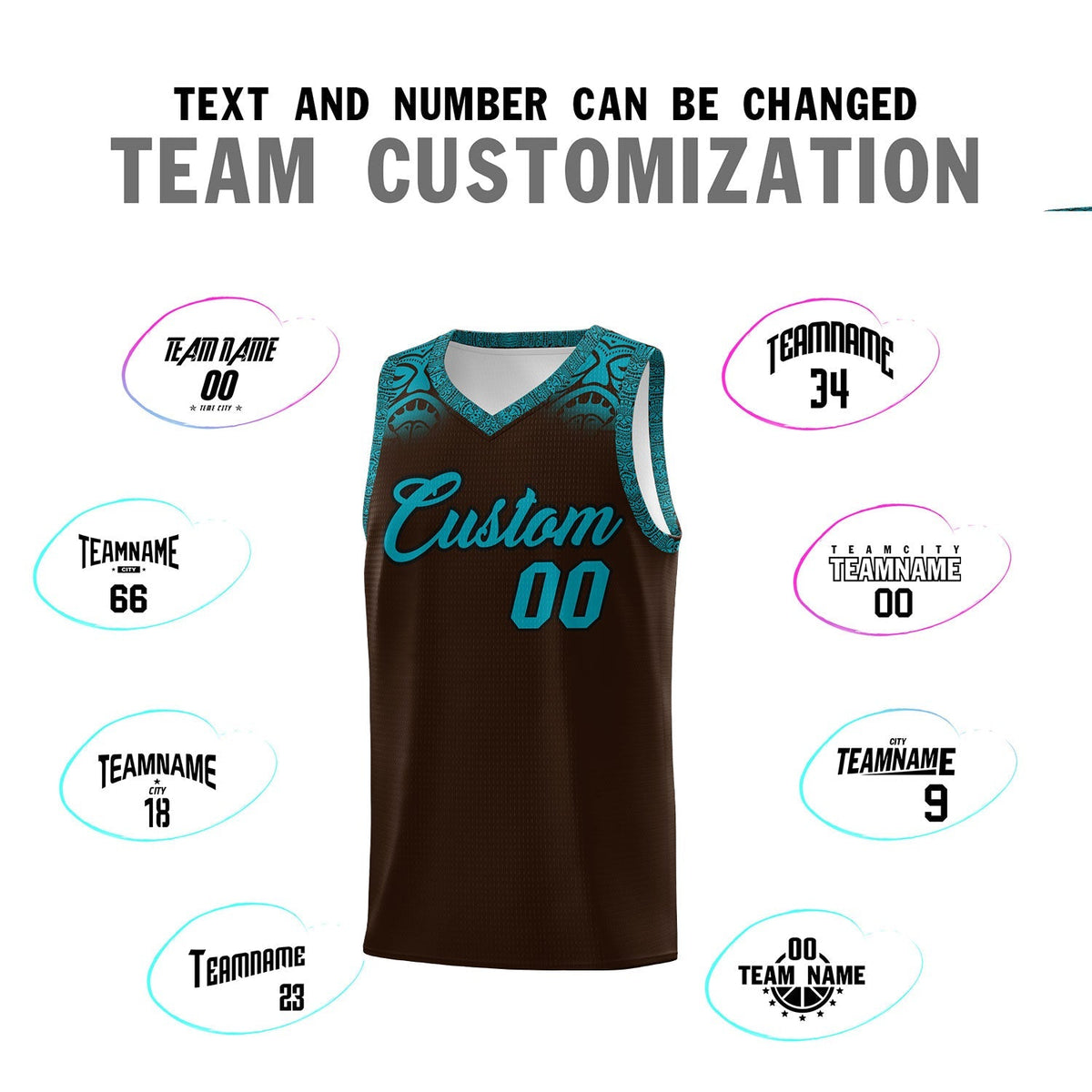 Custom Brown Teal Personalized Indians Print Kits Sports Uniform Basketball Jersey|KXKSHOP