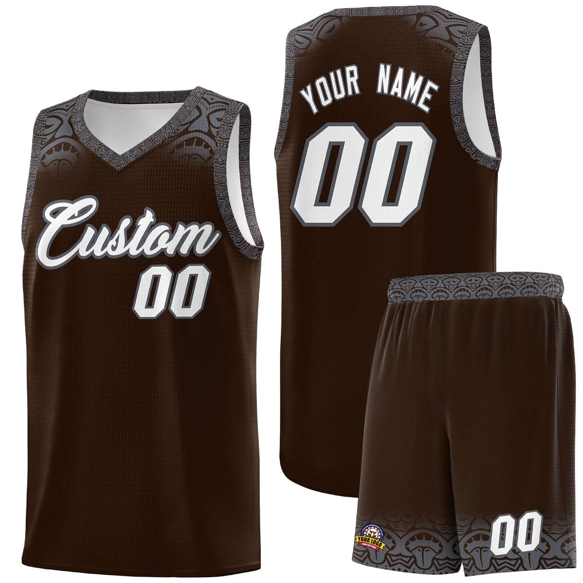 Custom Brown Dark Gray Personalized Indians Print Kits Sports Uniform Basketball Jersey|KXKSHOP