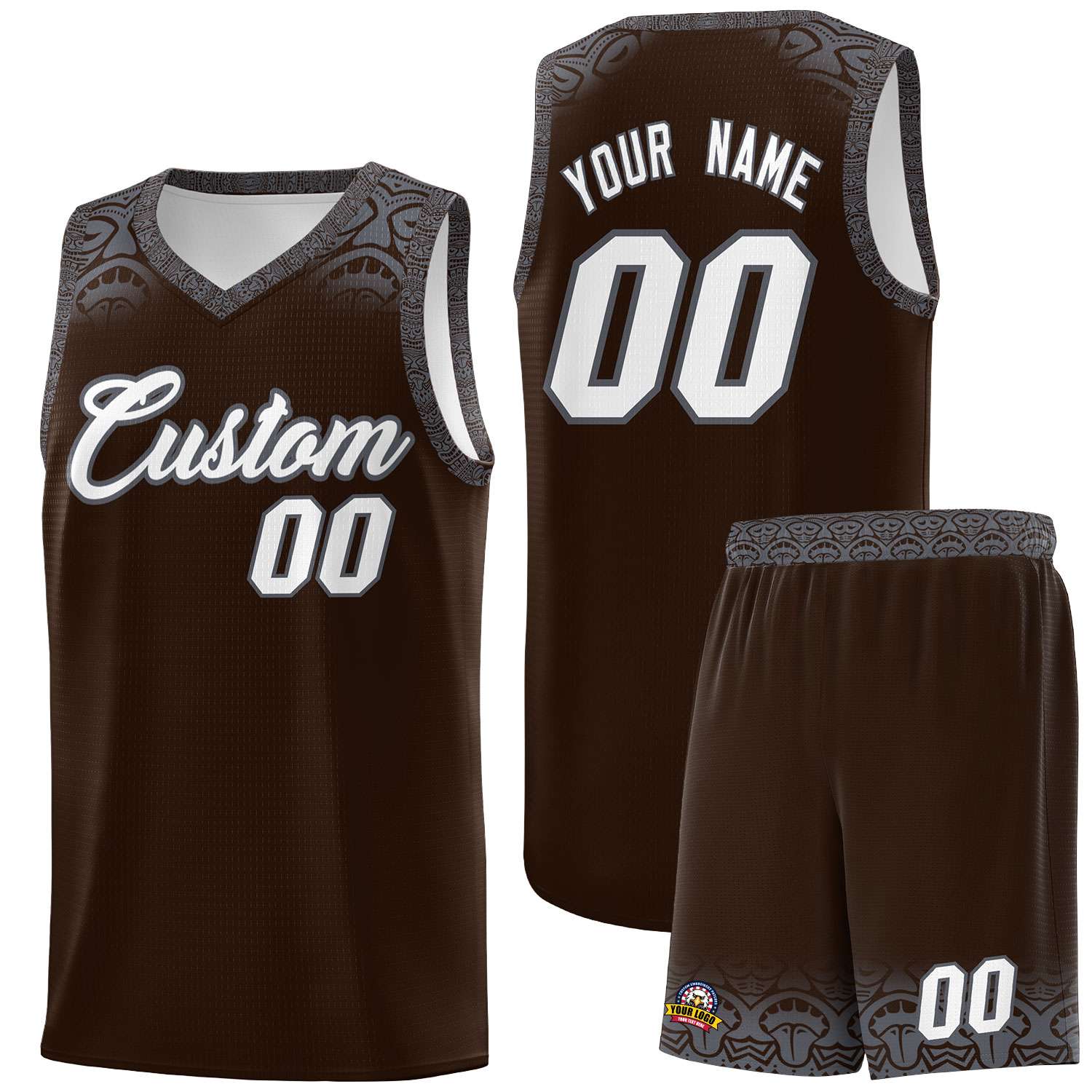 Custom Brown Dark Gray Personalized Indians Print Kits Sports Uniform Basketball Jersey|KXKSHOP